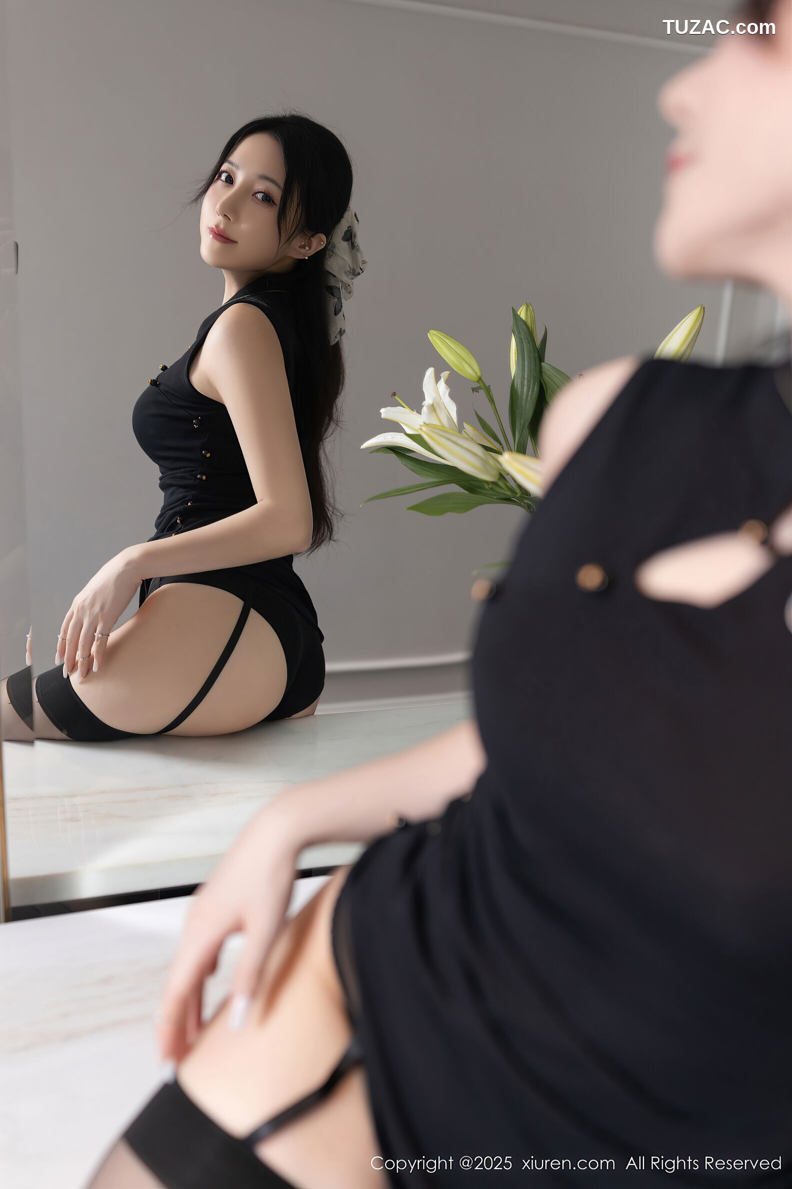 XiuRen秀人网-10480-鱼子酱Fish-印尼旅拍-黑色旗袍黑内衣-2025.06.27