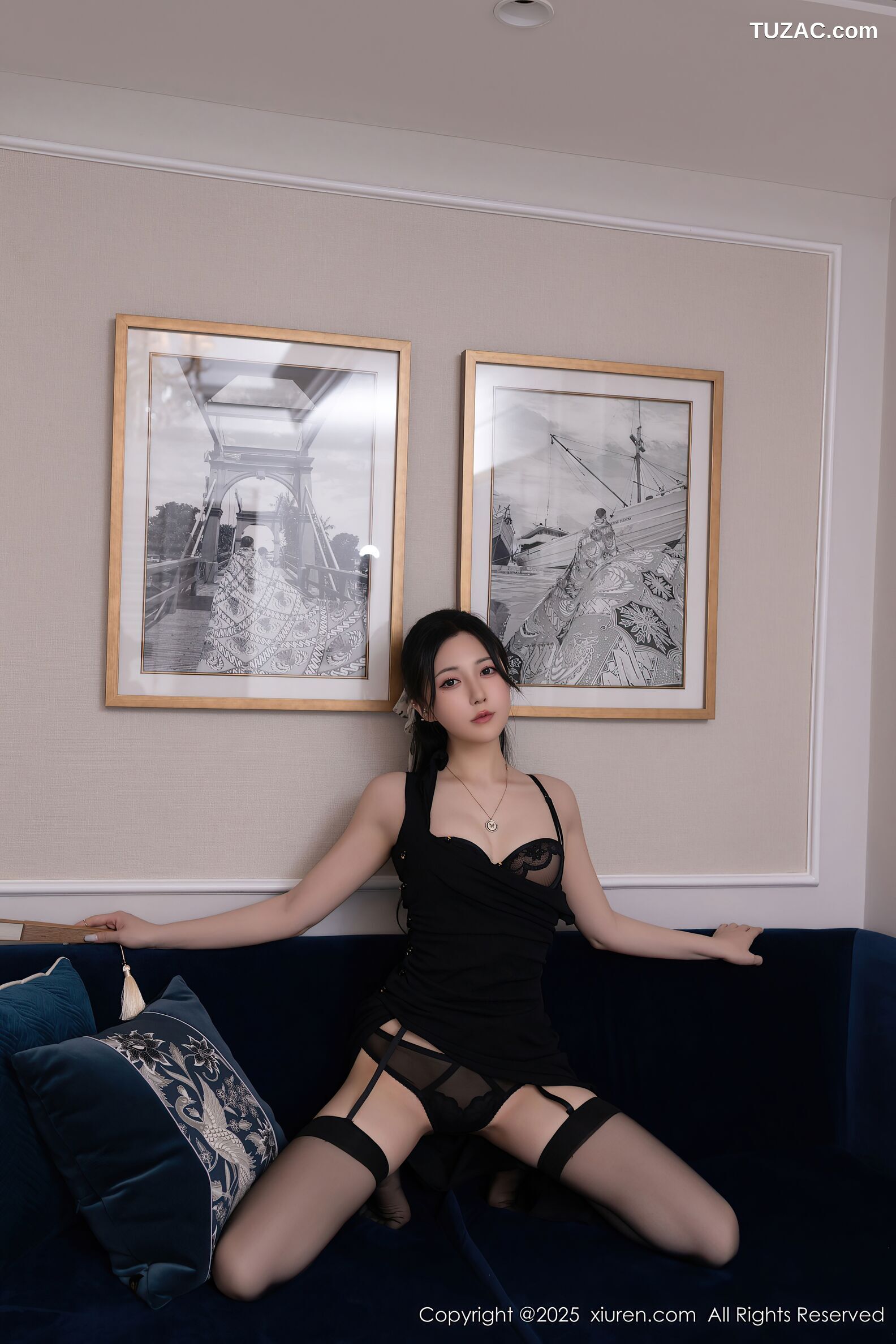 XiuRen秀人网-10480-鱼子酱Fish-印尼旅拍-黑色旗袍黑内衣-2025.06.27