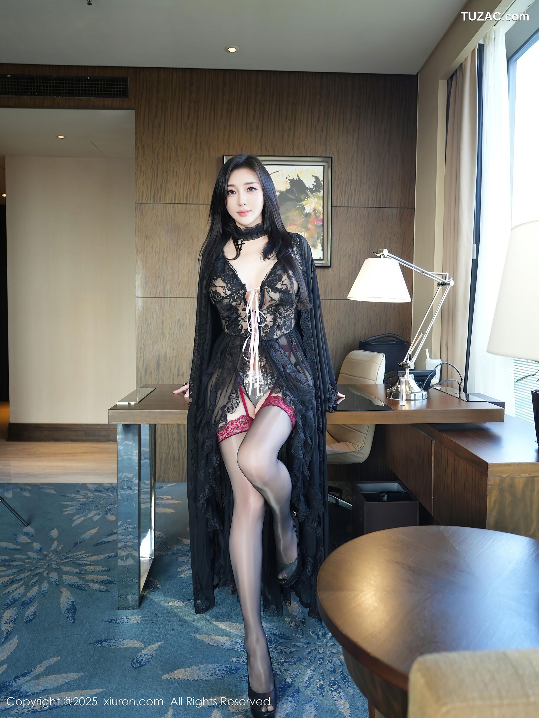 XiuRen秀人网-10490-苏一诺-轻透黑纱睡衣情趣黑蕾丝内衣-2025.07.01