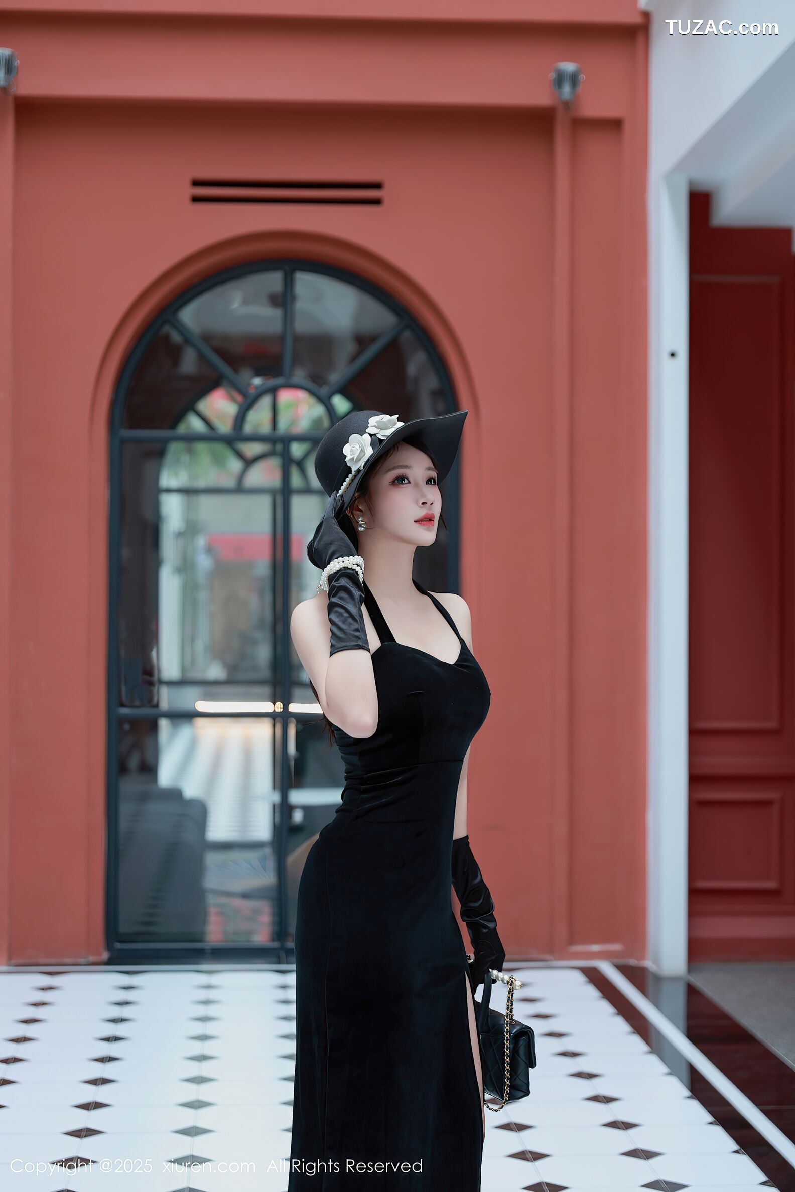 XiuRen秀人网-10509-南乔-黑色连衣裙青莲色绑带情趣内衣黑丝-2025.07.04