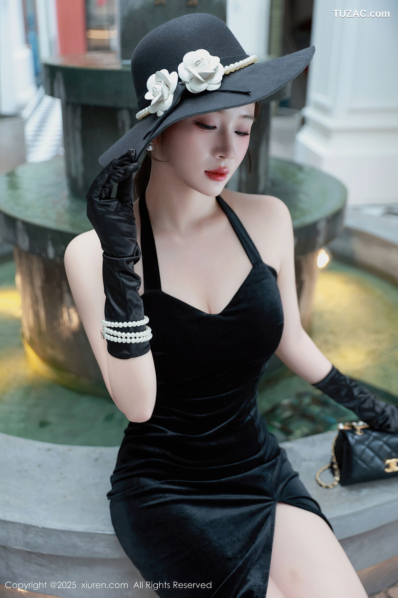 XiuRen秀人网-10509-南乔-黑色连衣裙青莲色绑带情趣内衣黑丝-2025.07.04