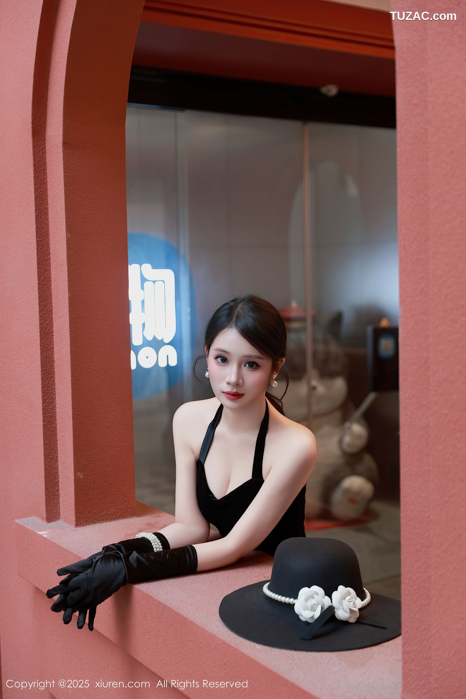 XiuRen秀人网-10509-南乔-黑色连衣裙青莲色绑带情趣内衣黑丝-2025.07.04