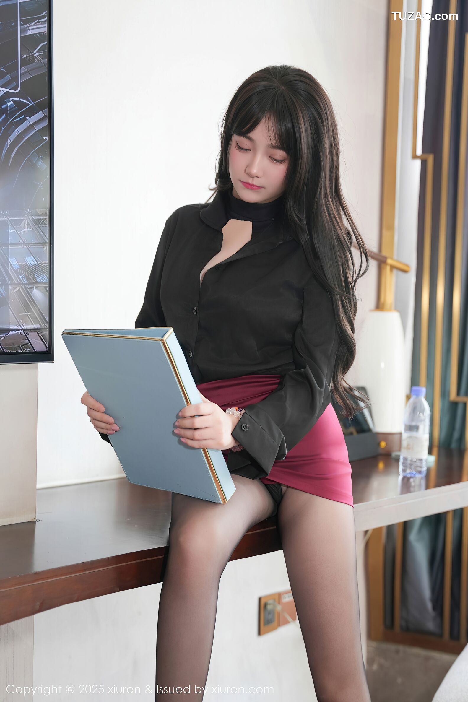 XiuRen秀人网-10527-软情-OL黑衬衫红短裙黑丝-2025.07.09