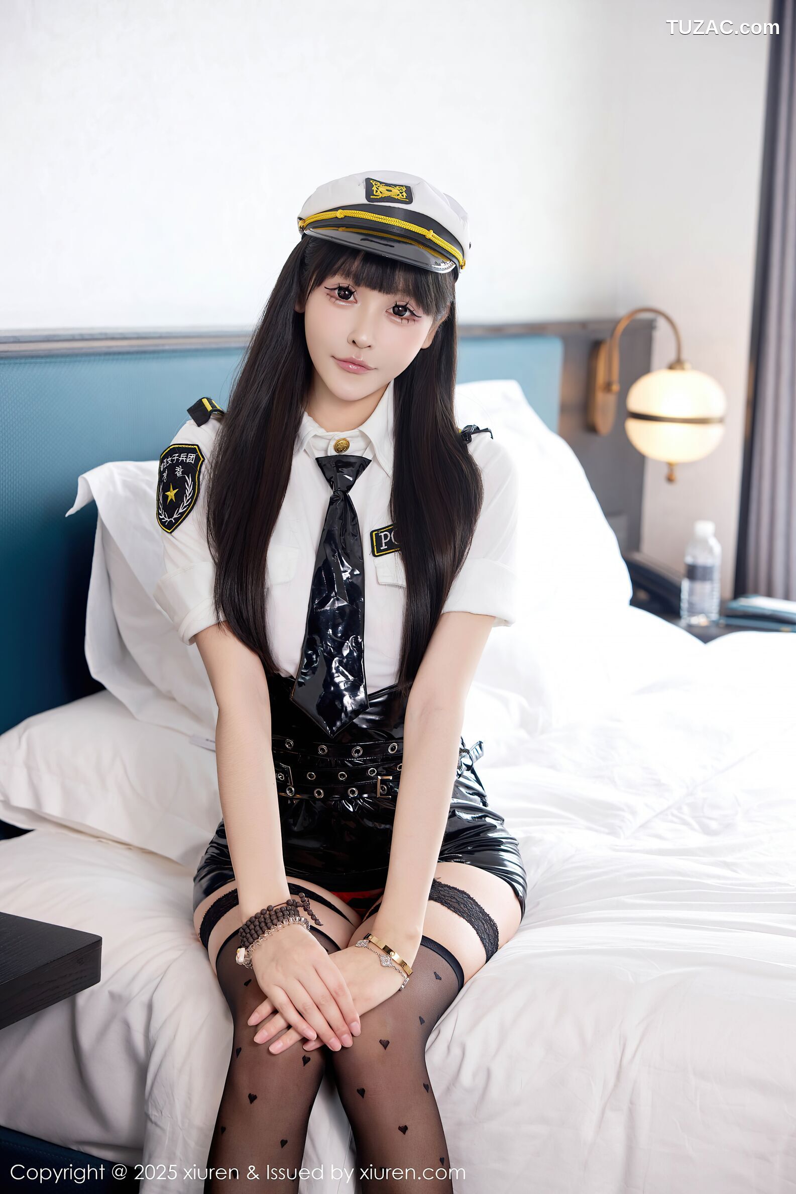 XiuRen秀人网-10533-智恩baby-情趣警服白衬衫黑皮裙黑丝红蕾丝内衣爆乳-2025.07.10