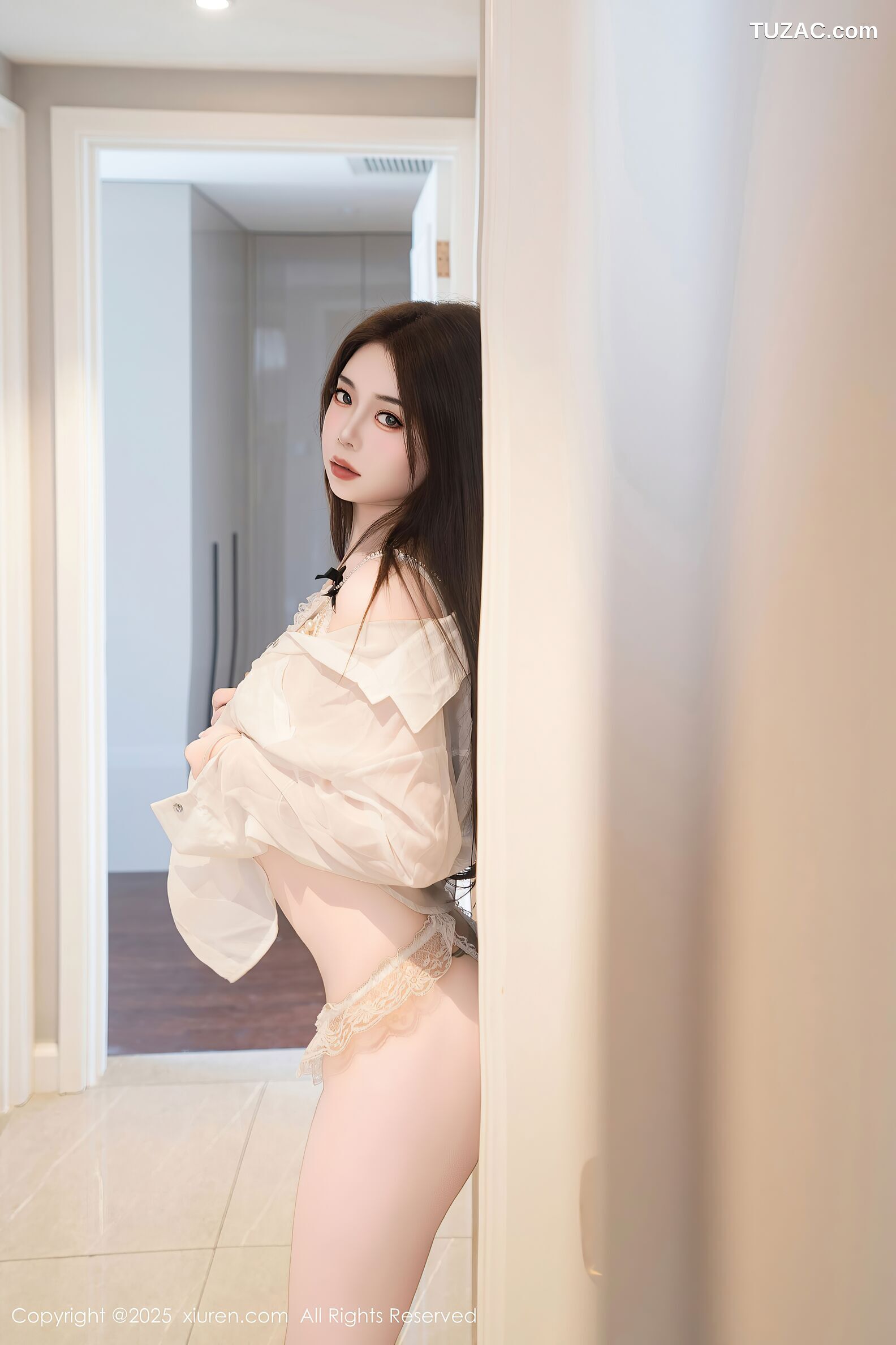 XiuRen秀人网-10549-沐娜娜-轻透白衬衫白蕾丝内衣爆乳-2025.07.15