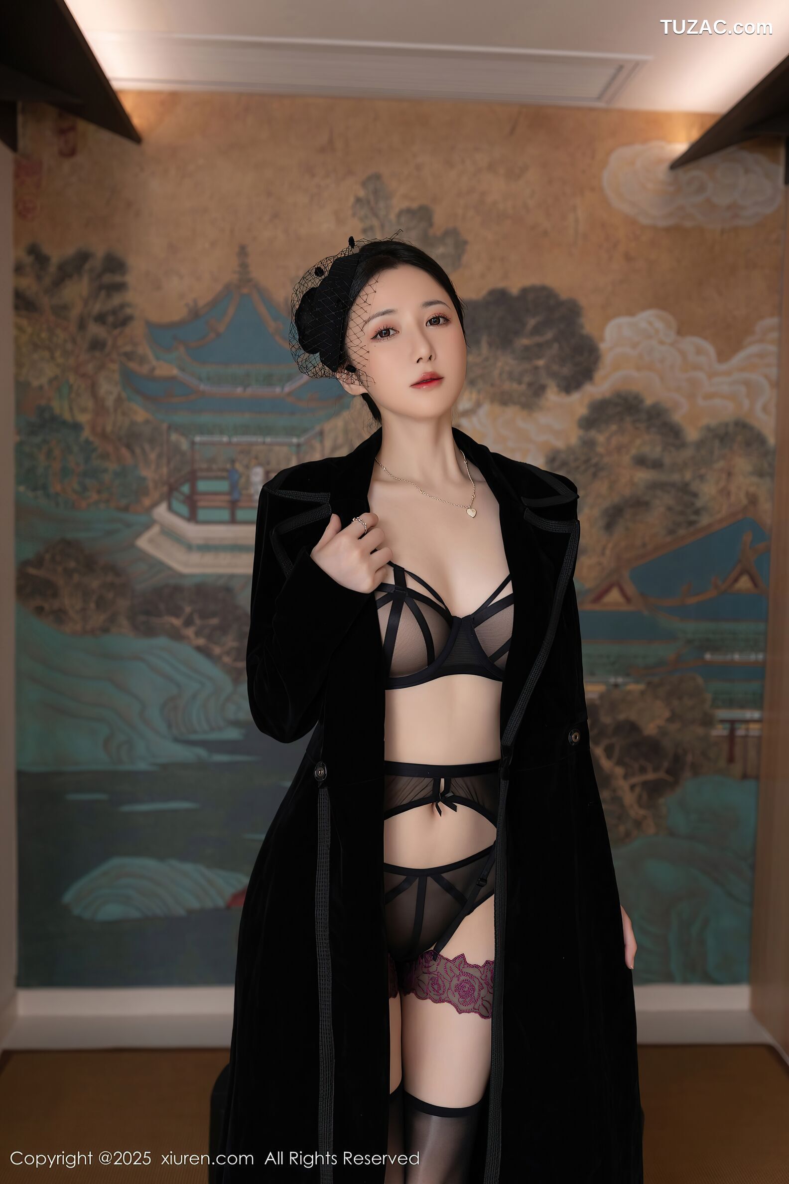 XiuRen秀人网-10564-鱼子酱Fish-黑大衣情趣黑内衣黑丝爆乳-2025.07.18