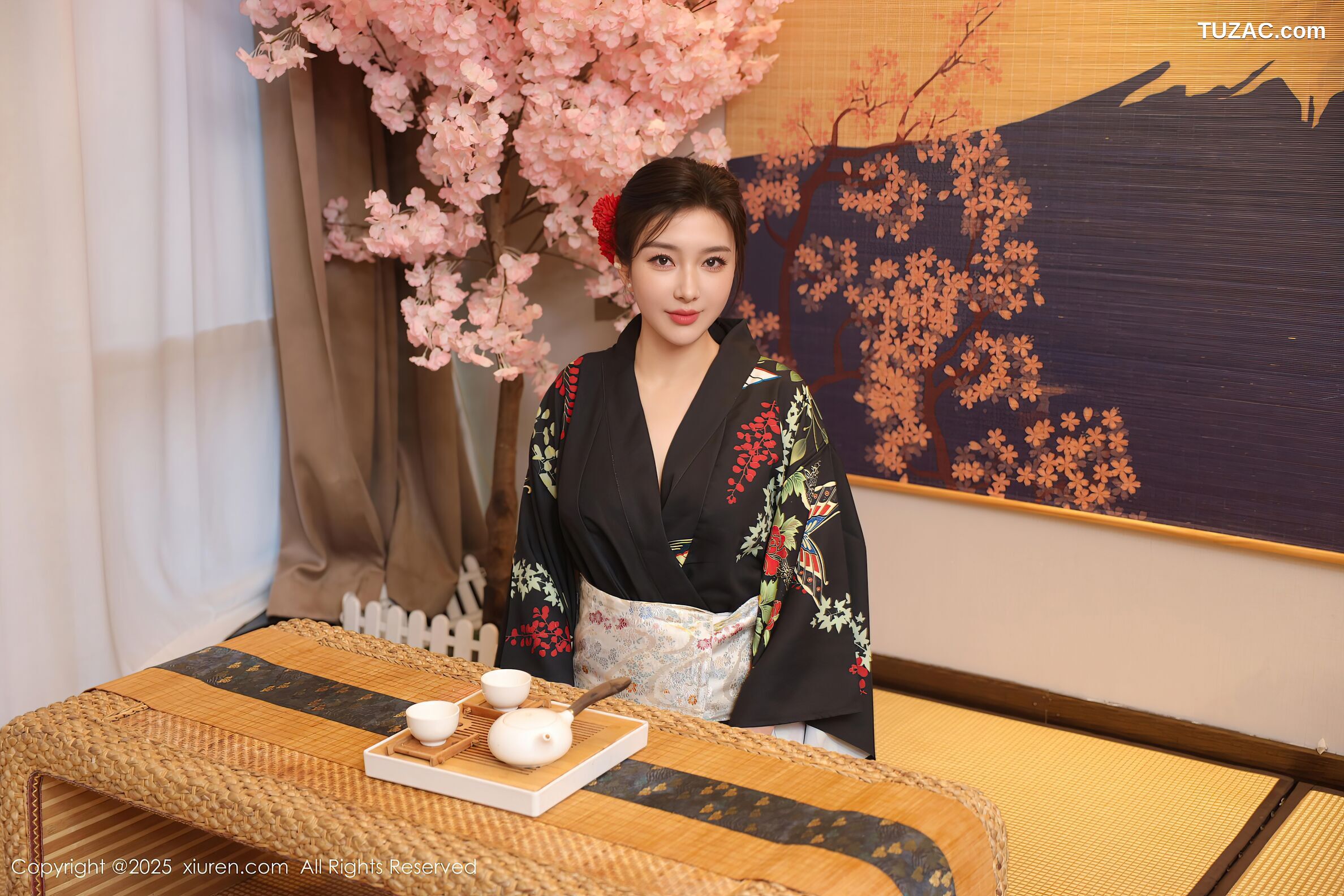 XiuRen秀人网-10627-苏一诺-黑色和服红色内衣-2025.08.07