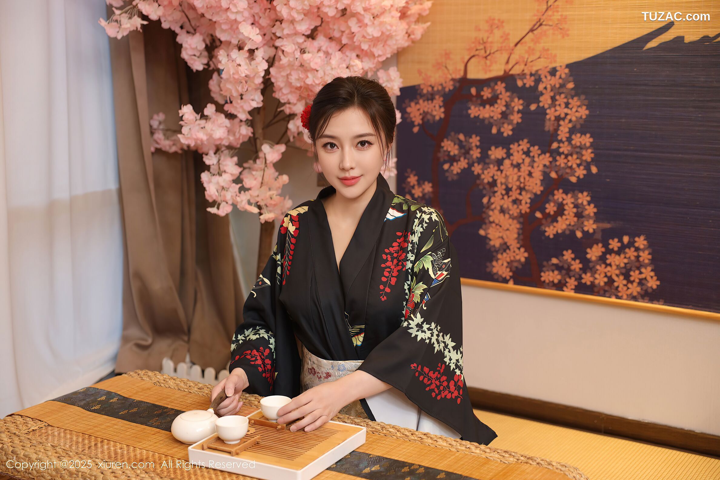 XiuRen秀人网-10627-苏一诺-黑色和服红色内衣-2025.08.07