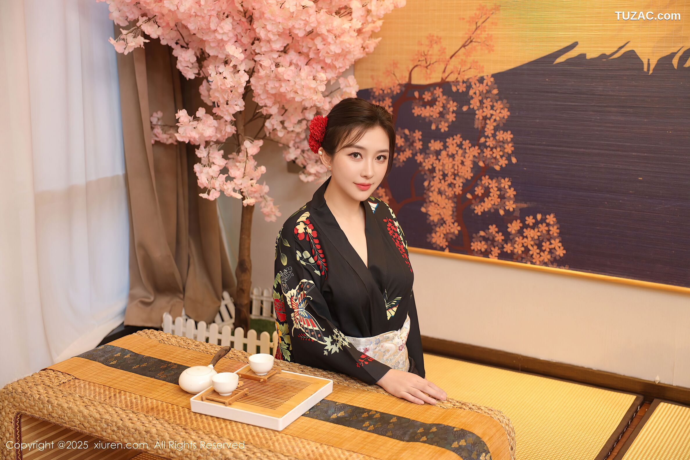 XiuRen秀人网-10627-苏一诺-黑色和服红色内衣-2025.08.07
