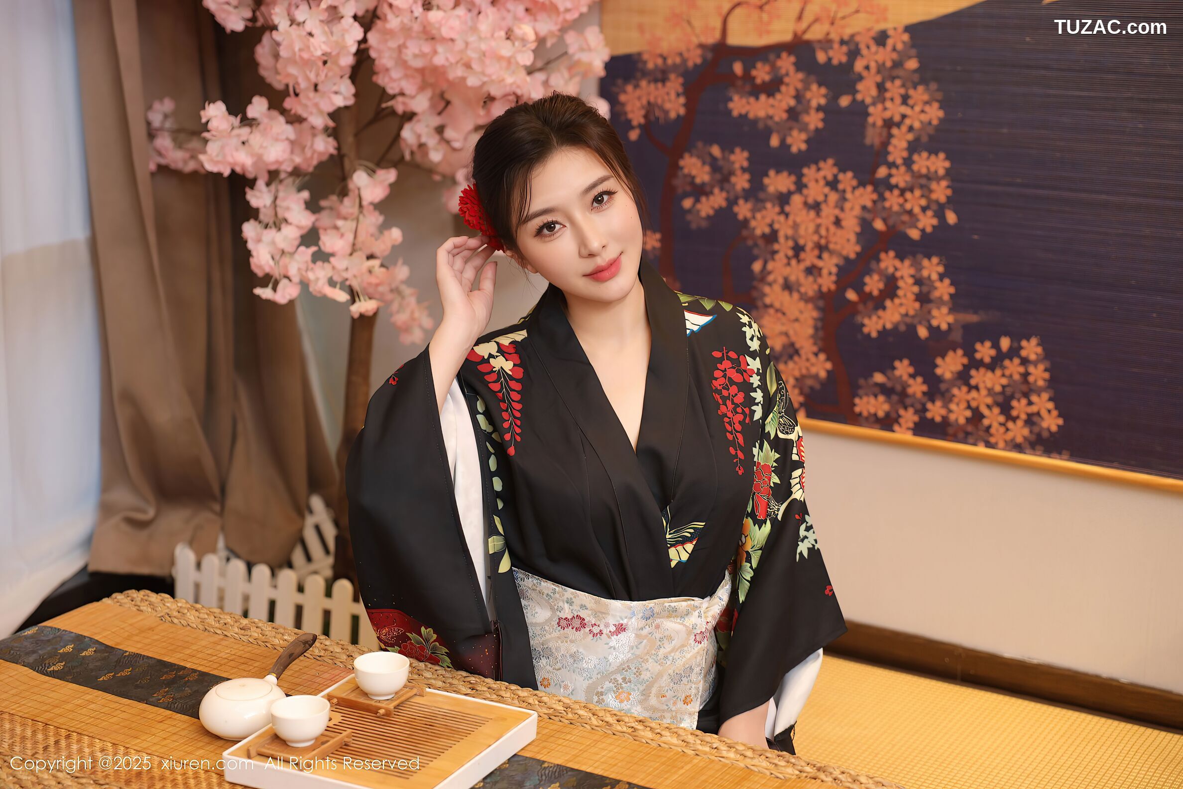 XiuRen秀人网-10627-苏一诺-黑色和服红色内衣-2025.08.07