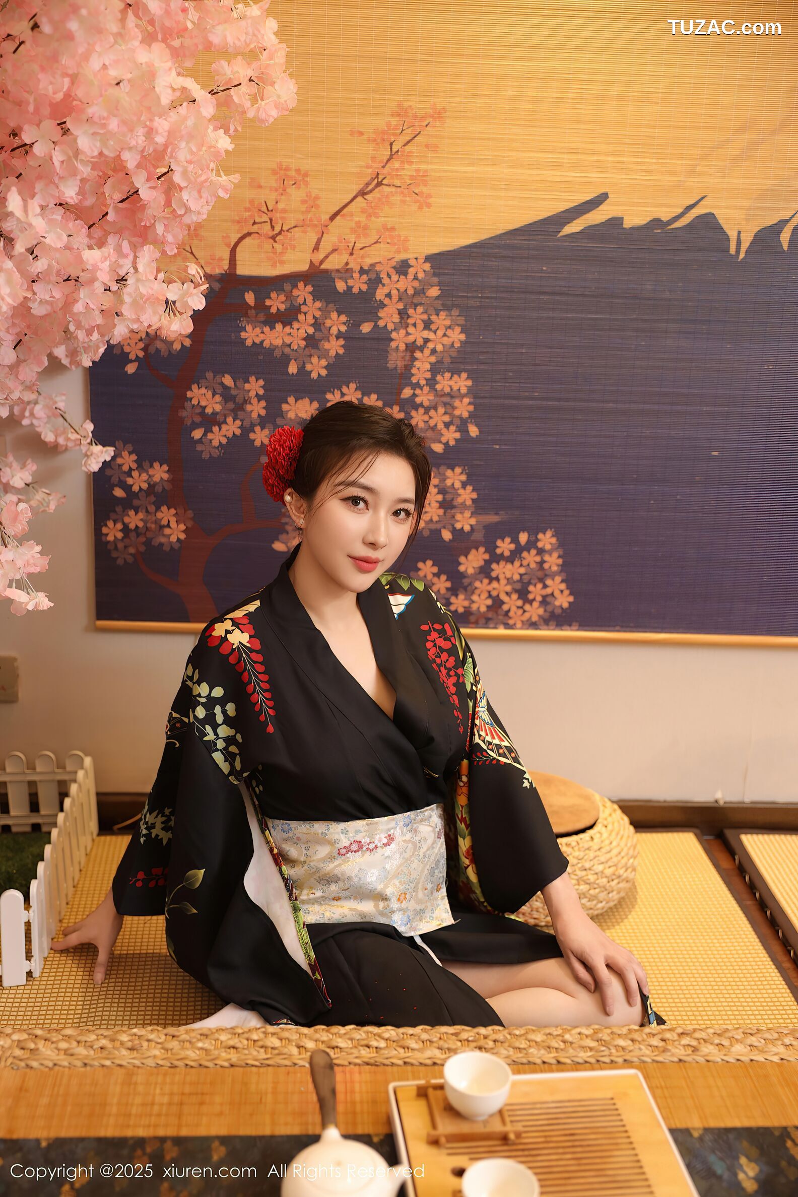 XiuRen秀人网-10627-苏一诺-黑色和服红色内衣-2025.08.07