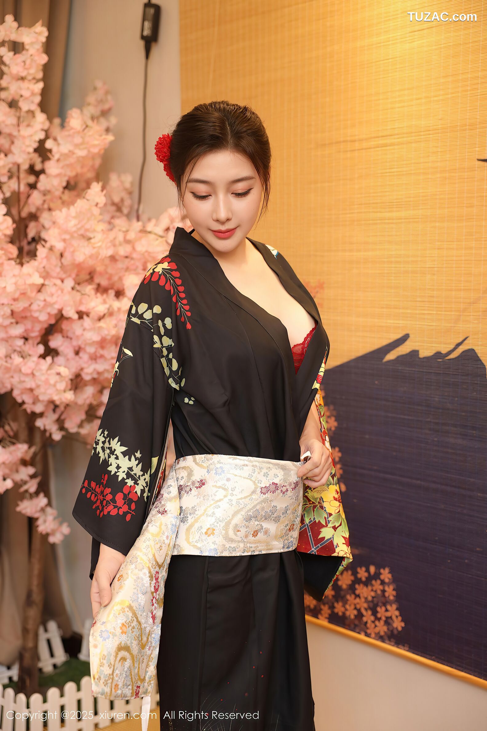 XiuRen秀人网-10627-苏一诺-黑色和服红色内衣-2025.08.07