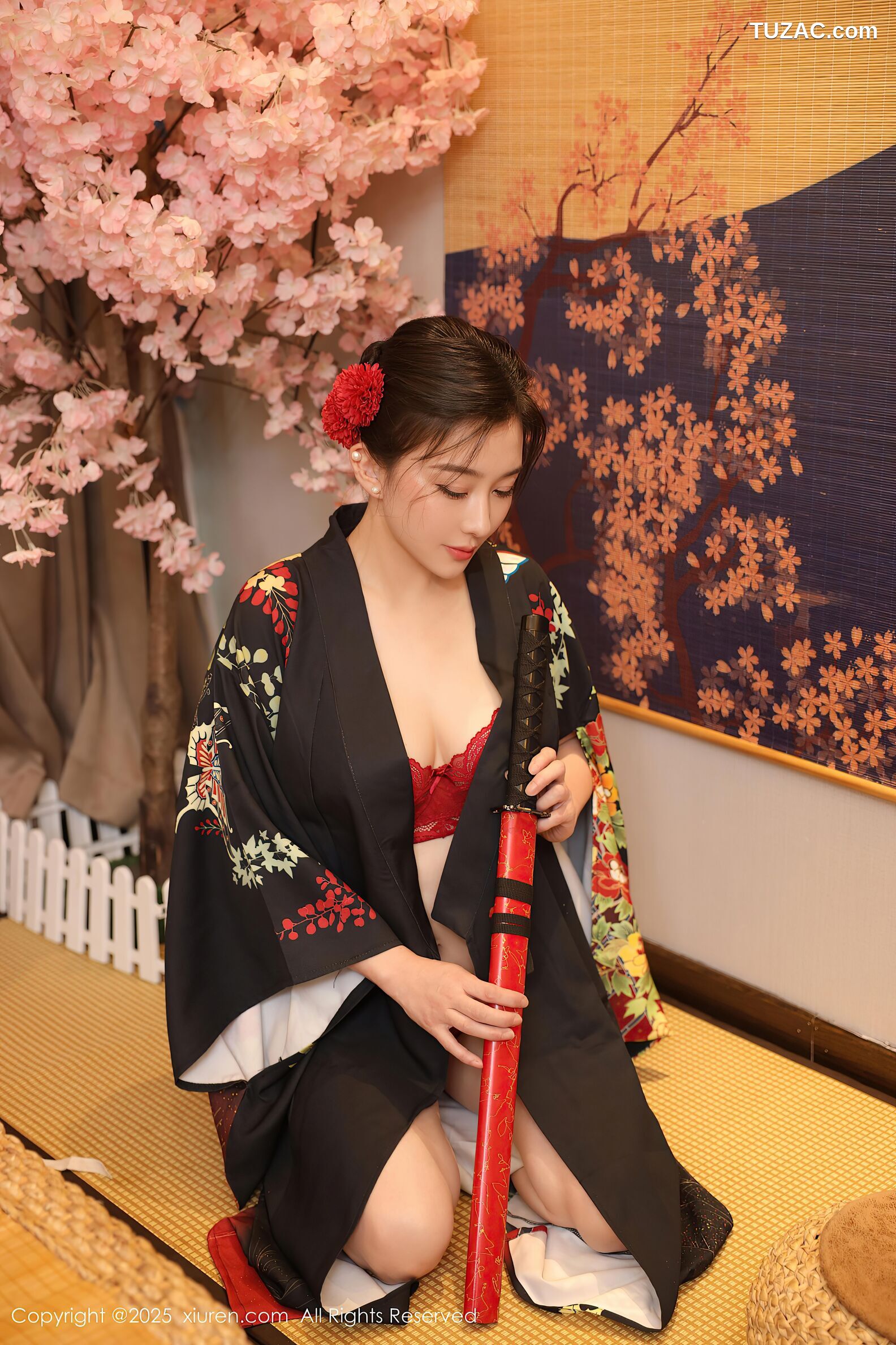 XiuRen秀人网-10627-苏一诺-黑色和服红色内衣-2025.08.07