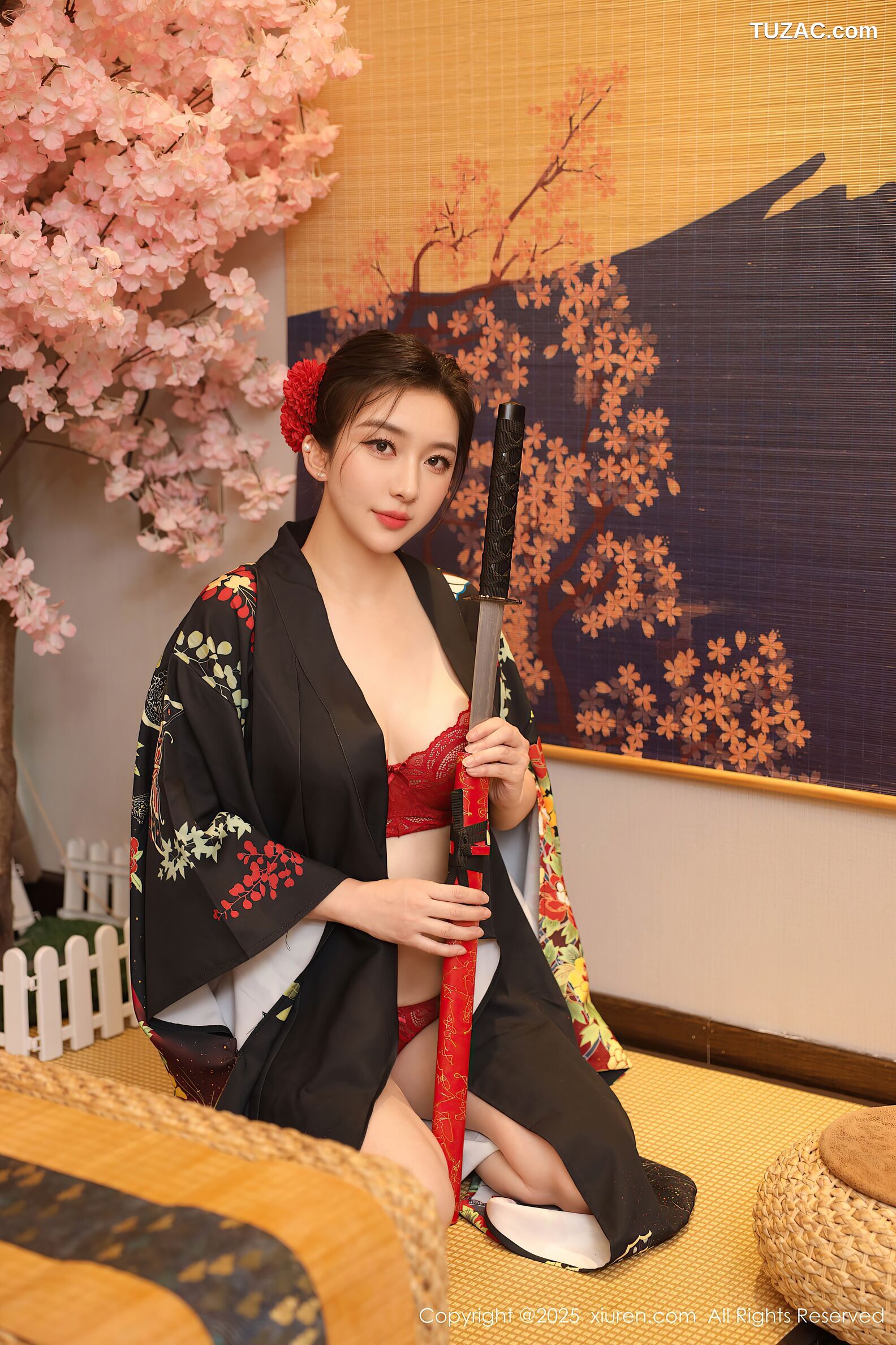XiuRen秀人网-10627-苏一诺-黑色和服红色内衣-2025.08.07