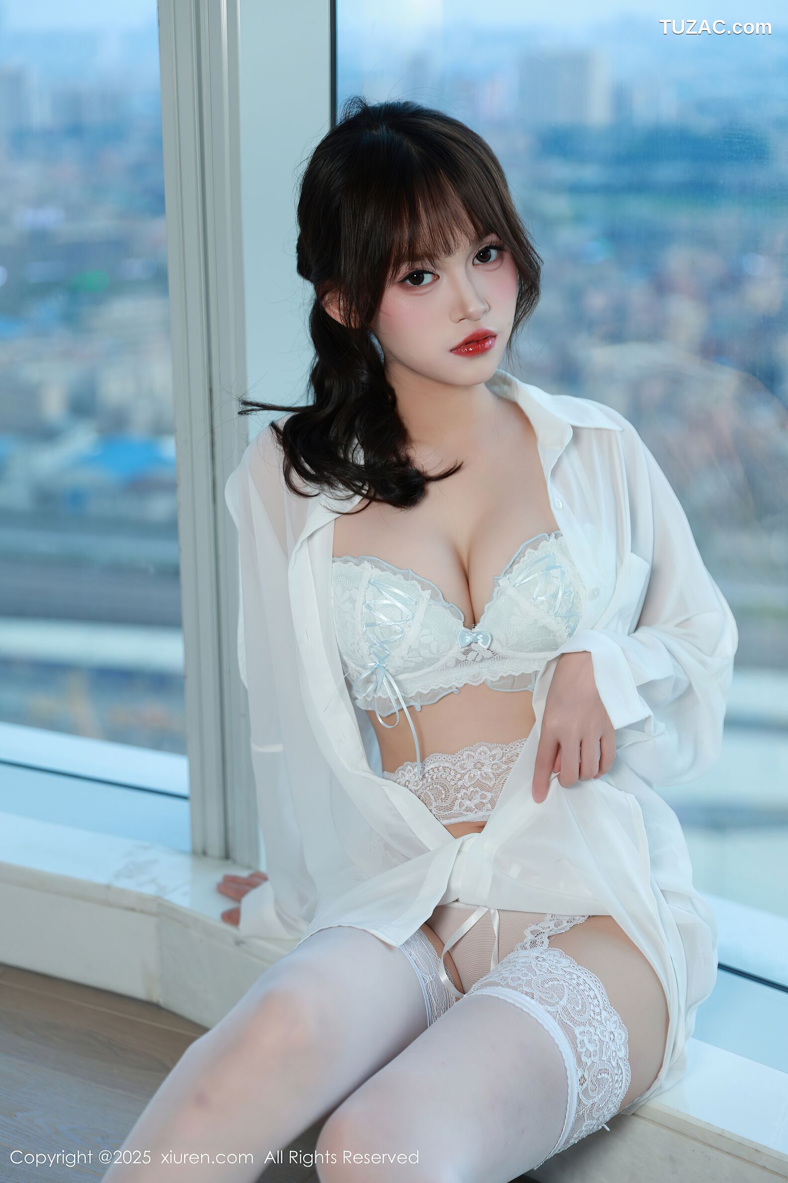 XiuRen秀人网-10642-糯咪-白衬衫白蕾丝内衣白丝-2025.08.13