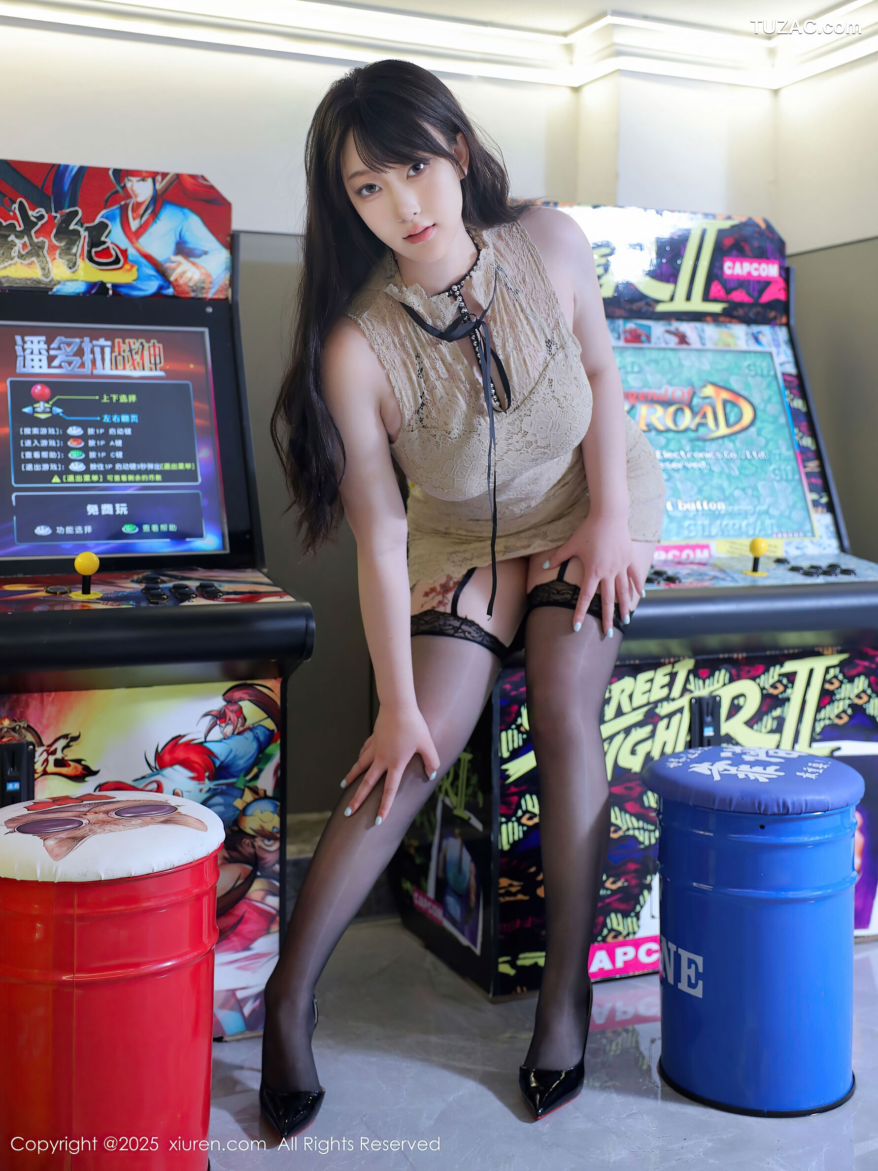 XiuRen秀人网-10643-李沁恩lrene-街机游戏厅肉色连衣短裙黑丝-2025.08.13