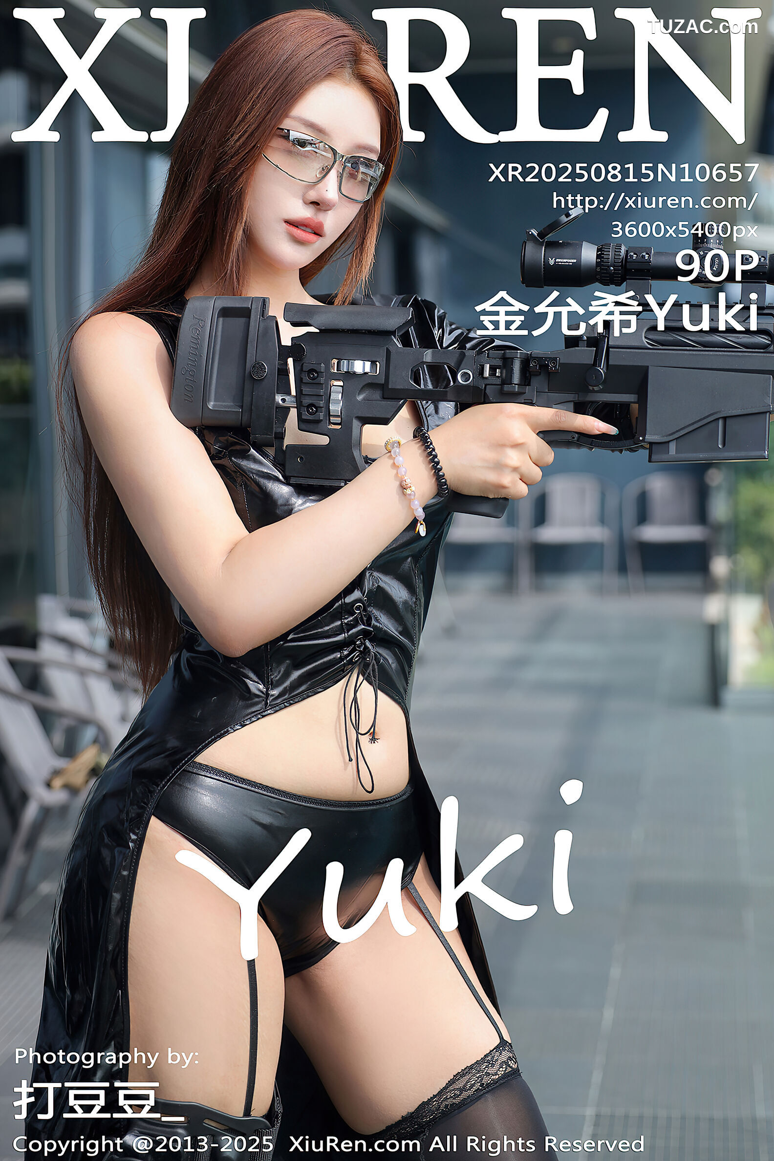 XiuRen秀人网-10657-金允希Yuki-情趣黑色皮衣黑丝女枪手-2025.08.15