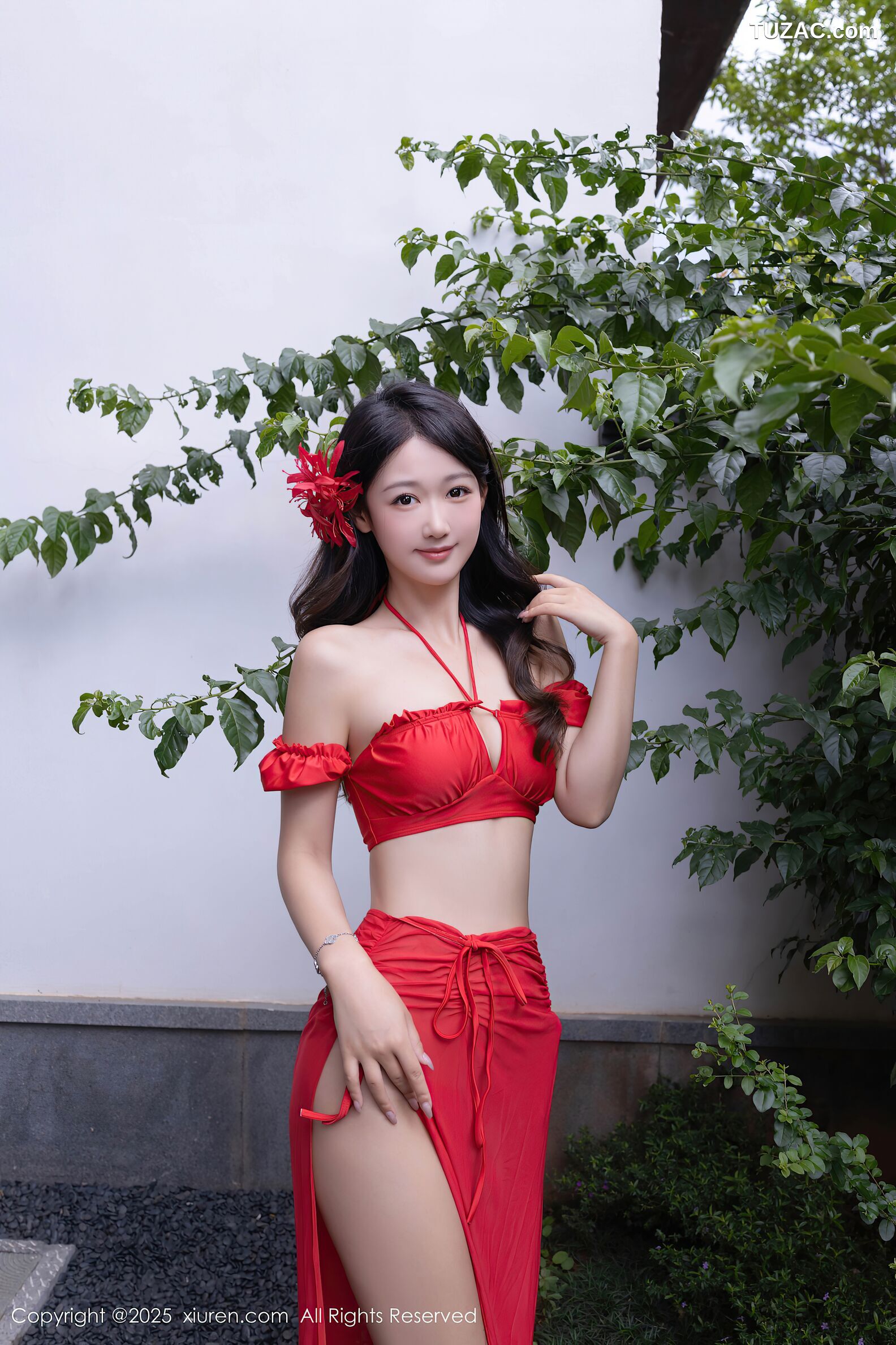 XiuRen秀人网-10662-唐安琪-性感红色内衣红裙宽松白T-2025.08.18