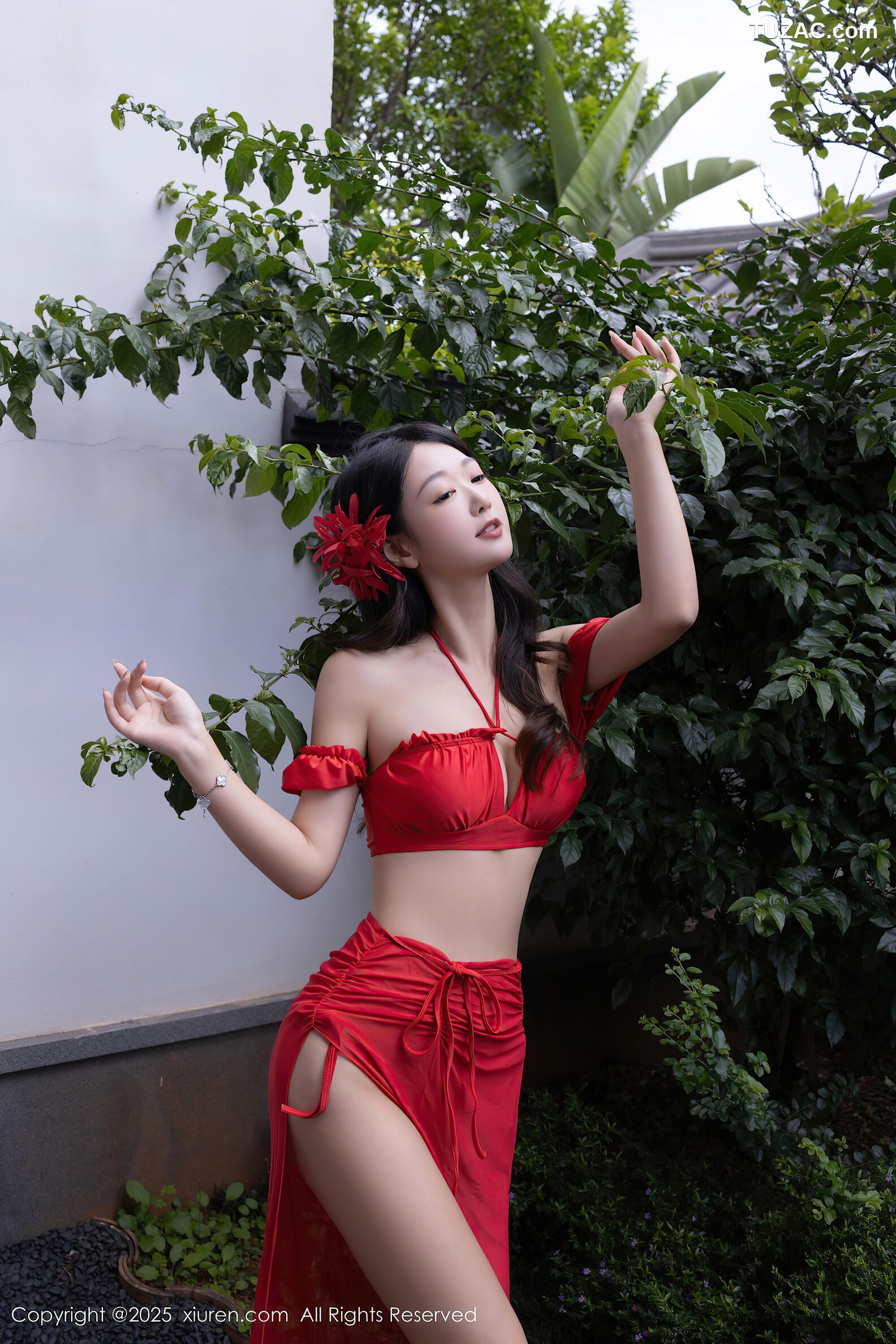 XiuRen秀人网-10662-唐安琪-性感红色内衣红裙宽松白T-2025.08.18
