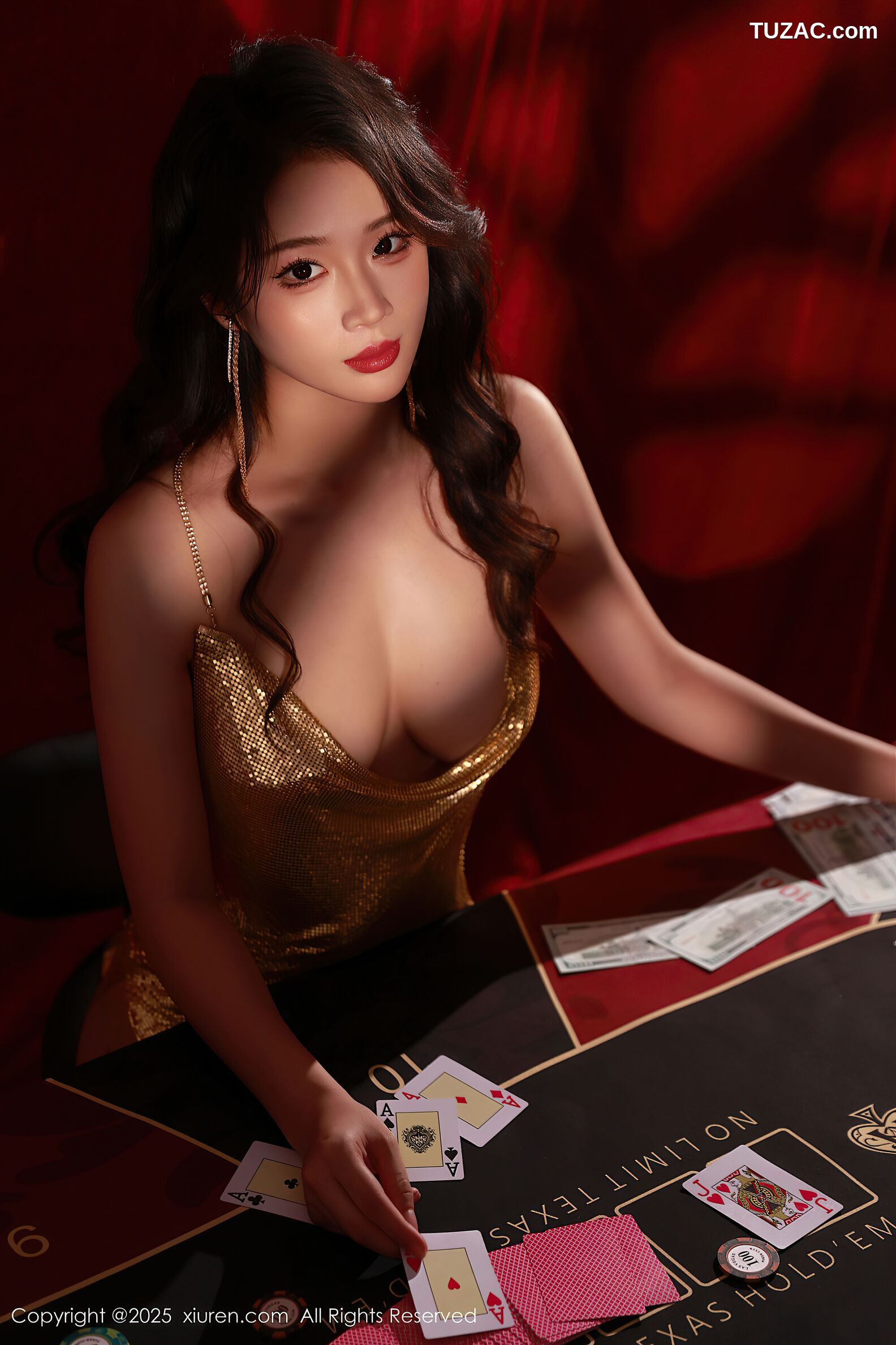 XiuRen秀人网-10681-南乔-荷官金色吊带情趣内衣爆乳-2025.08.22