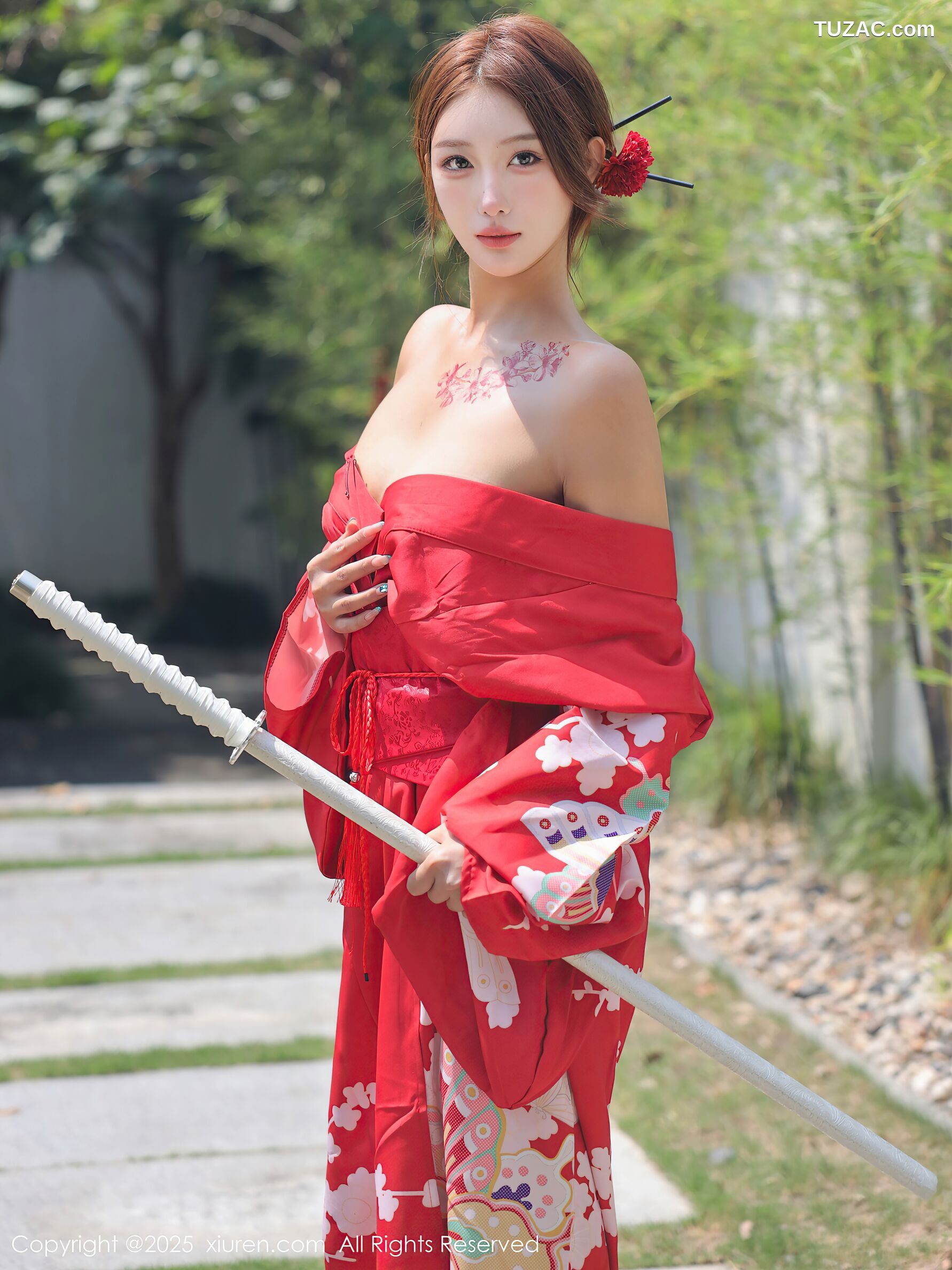 XiuRen秀人网-10683-金允希-Yuki-性感红色和服女剑手爆乳-2025.08.22