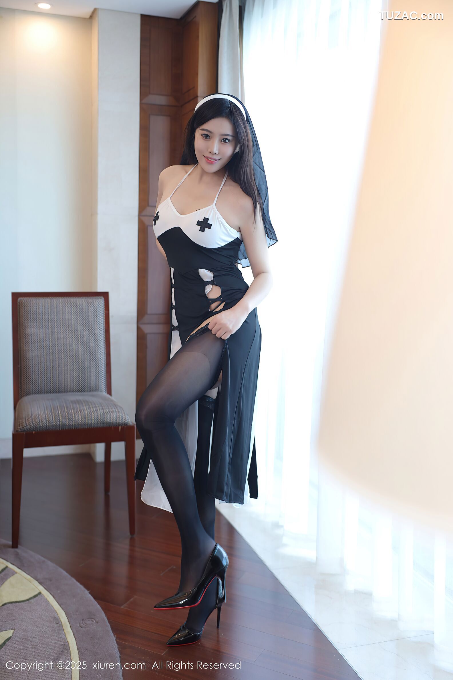 XiuRen秀人网-10690-白薇薇vcvc-情趣黑白修女裙黑丝-2025.08.26