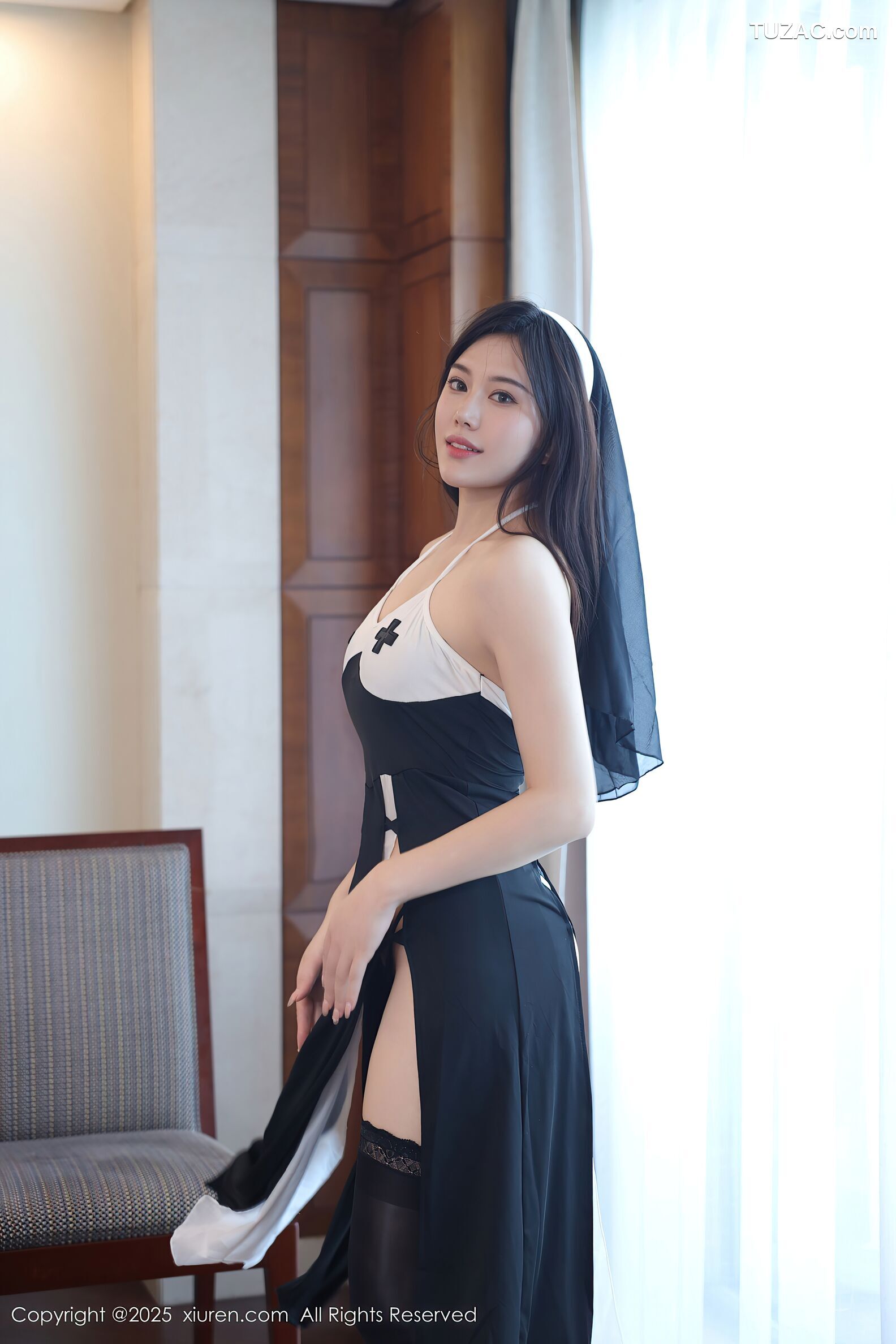 XiuRen秀人网-10690-白薇薇vcvc-情趣黑白修女裙黑丝-2025.08.26