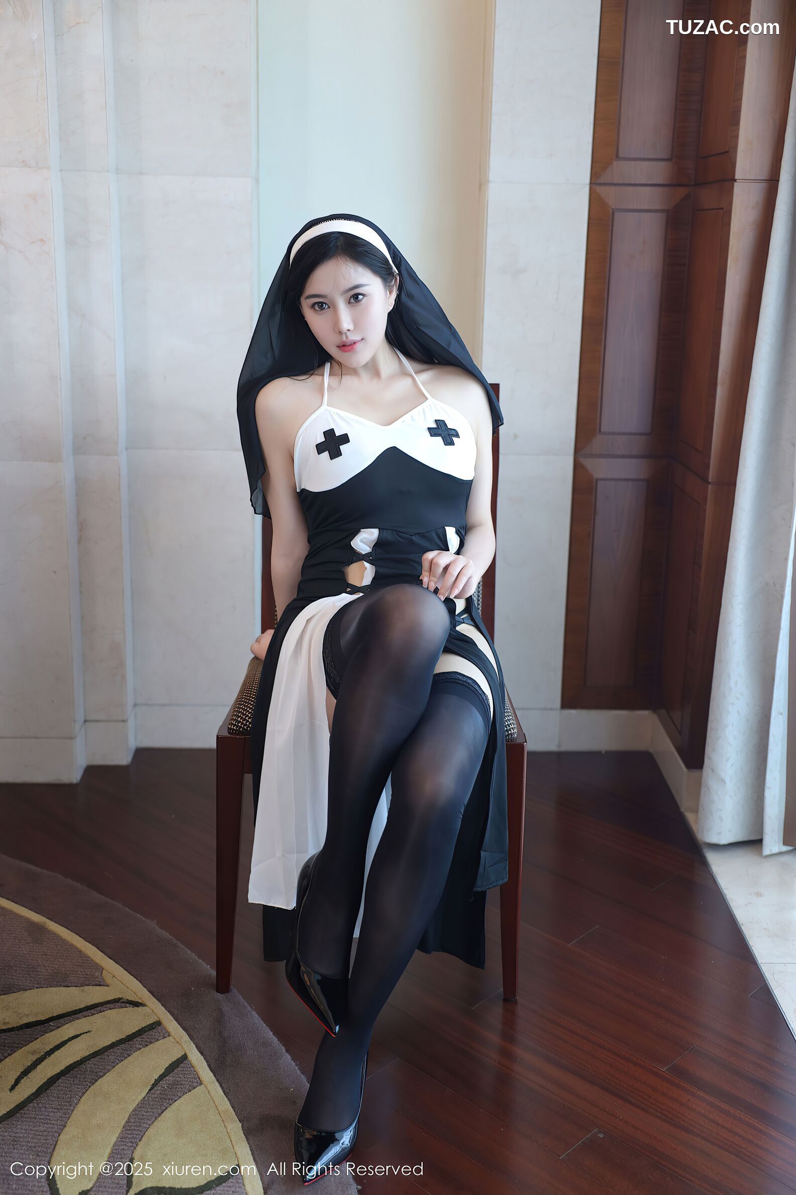 XiuRen秀人网-10690-白薇薇vcvc-情趣黑白修女裙黑丝-2025.08.26