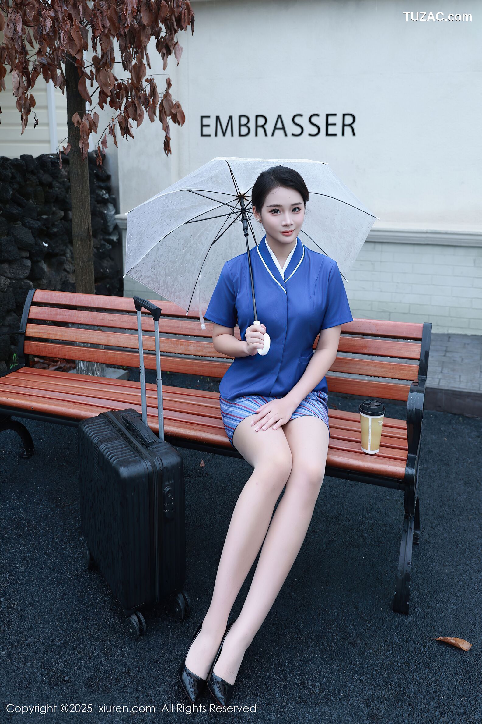 XiuRen秀人网-10708-南乔-蓝色空姐制服白色内衣肉丝-2025.08.29