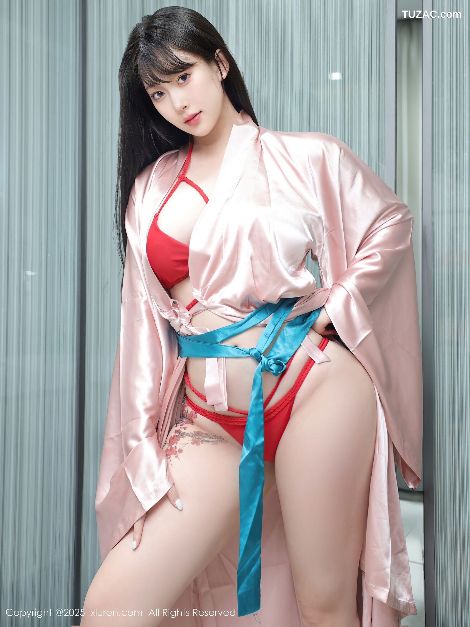 XiuRen秀人网-10724-李沁恩lrene-粉色浴袍情趣红内衣浴室场景-2025.09.03