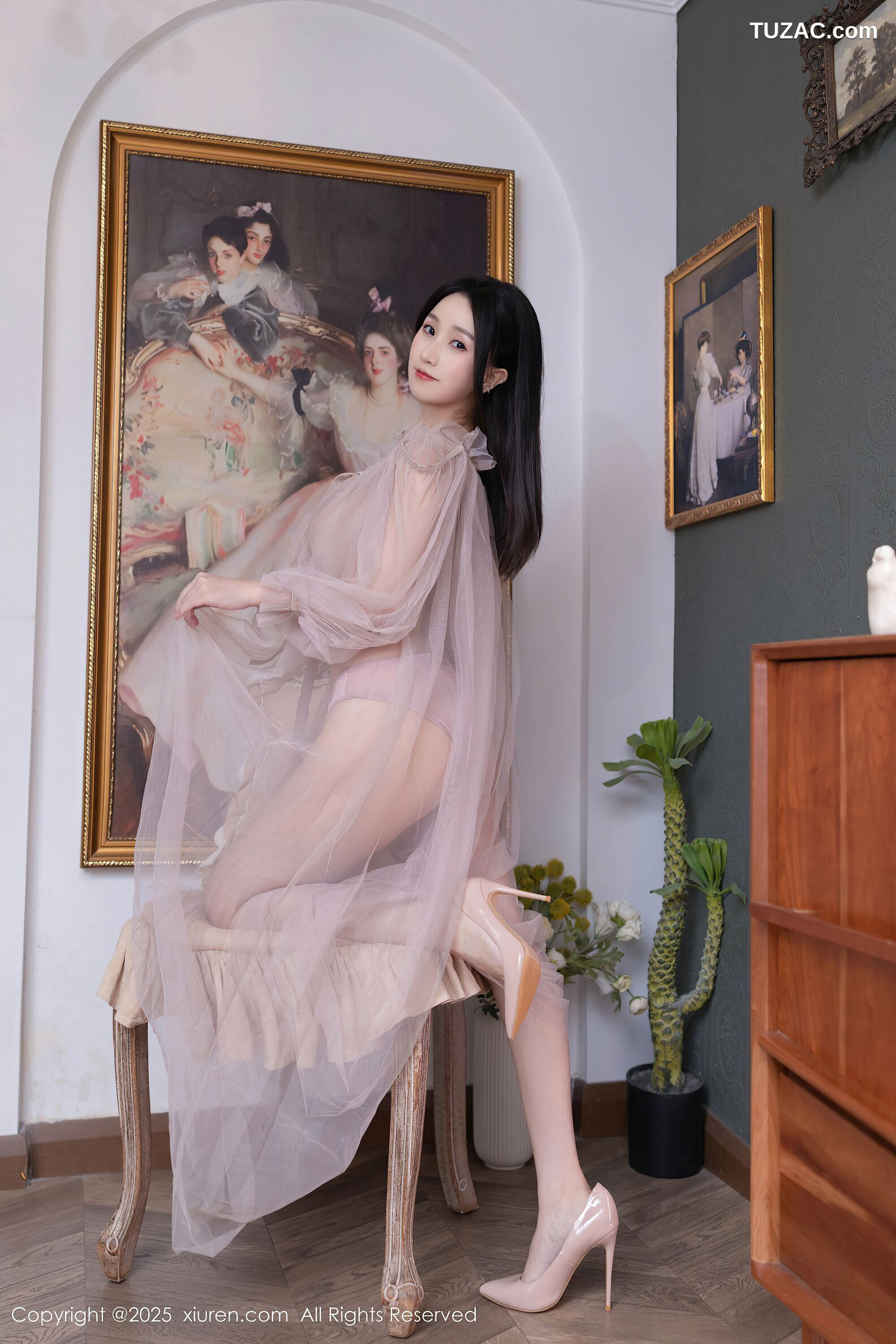 XiuRen秀人网-10752-杏子Yada-轻透粉纱淡粉内衣-2025.09.10