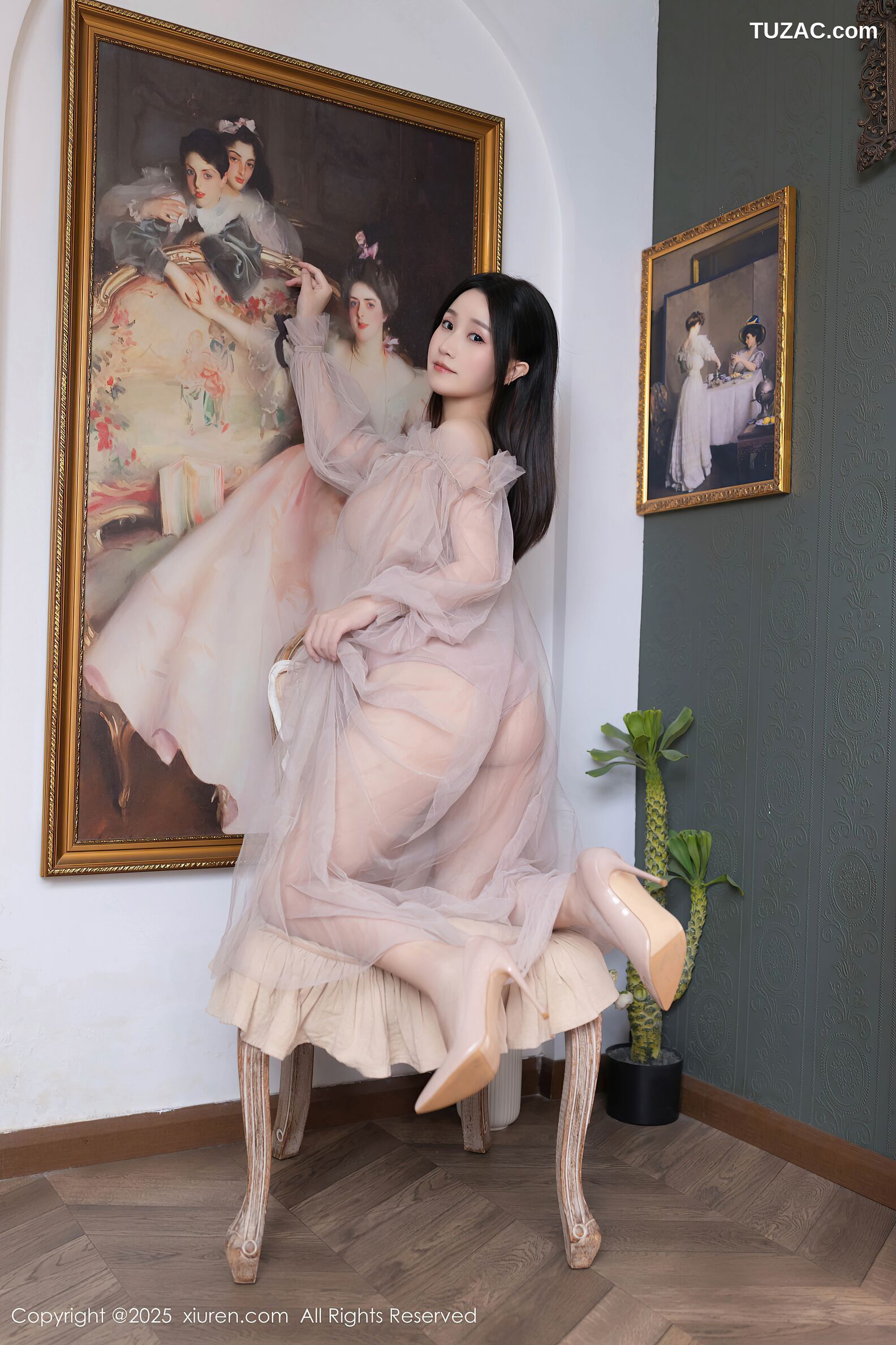 XiuRen秀人网-10752-杏子Yada-轻透粉纱淡粉内衣-2025.09.10