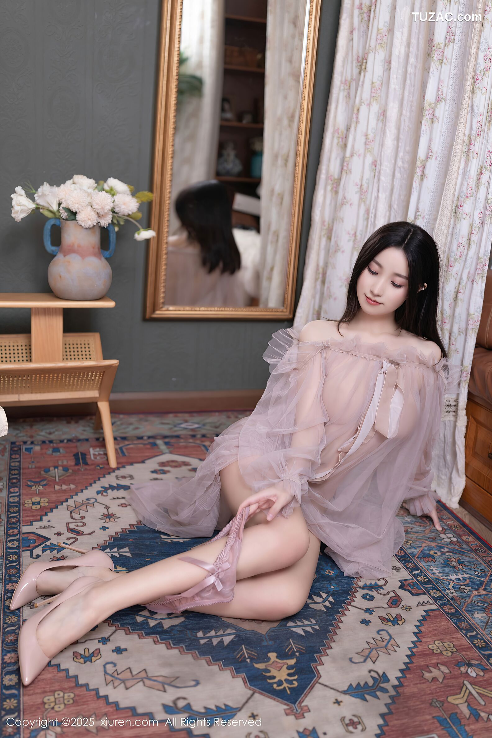 XiuRen秀人网-10752-杏子Yada-轻透粉纱淡粉内衣-2025.09.10