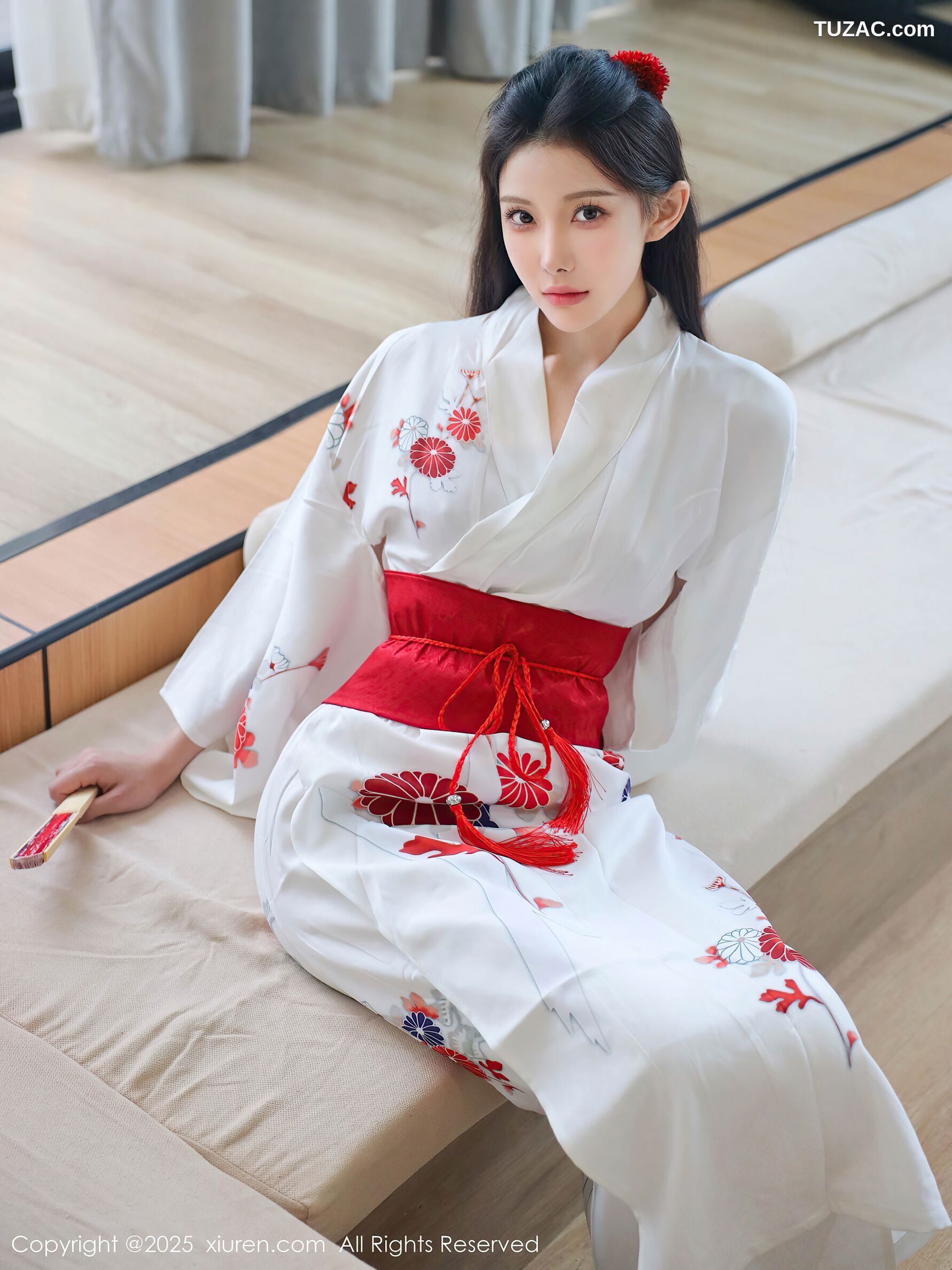 XiuRen秀人网-10767-梨霜儿-白色日式和服粉色蕾丝内衣-2025.09.15