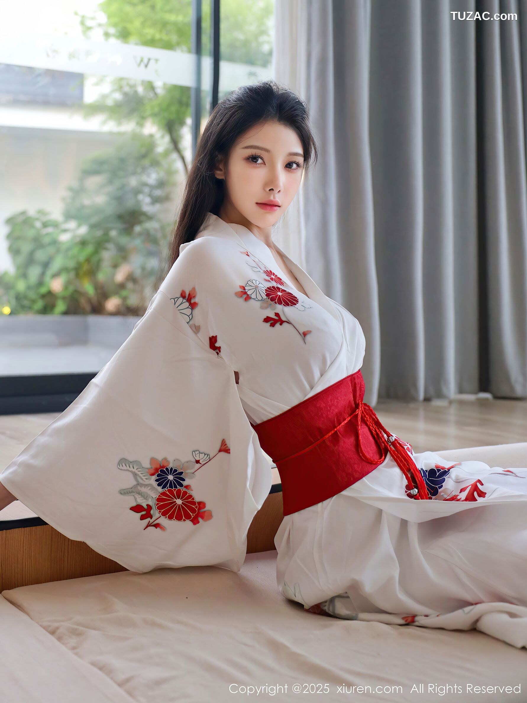 XiuRen秀人网-10767-梨霜儿-白色日式和服粉色蕾丝内衣-2025.09.15