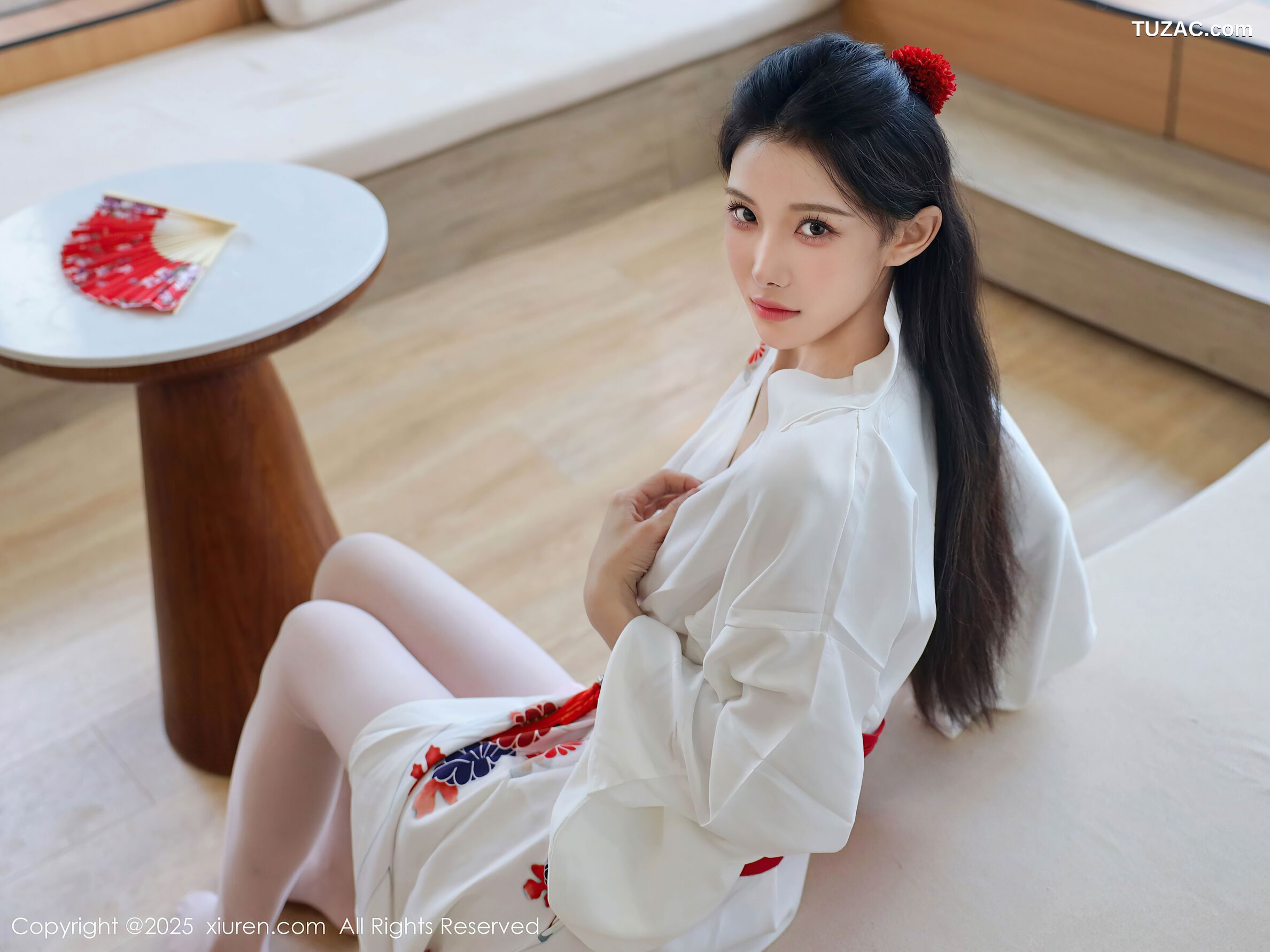 XiuRen秀人网-10767-梨霜儿-白色日式和服粉色蕾丝内衣-2025.09.15