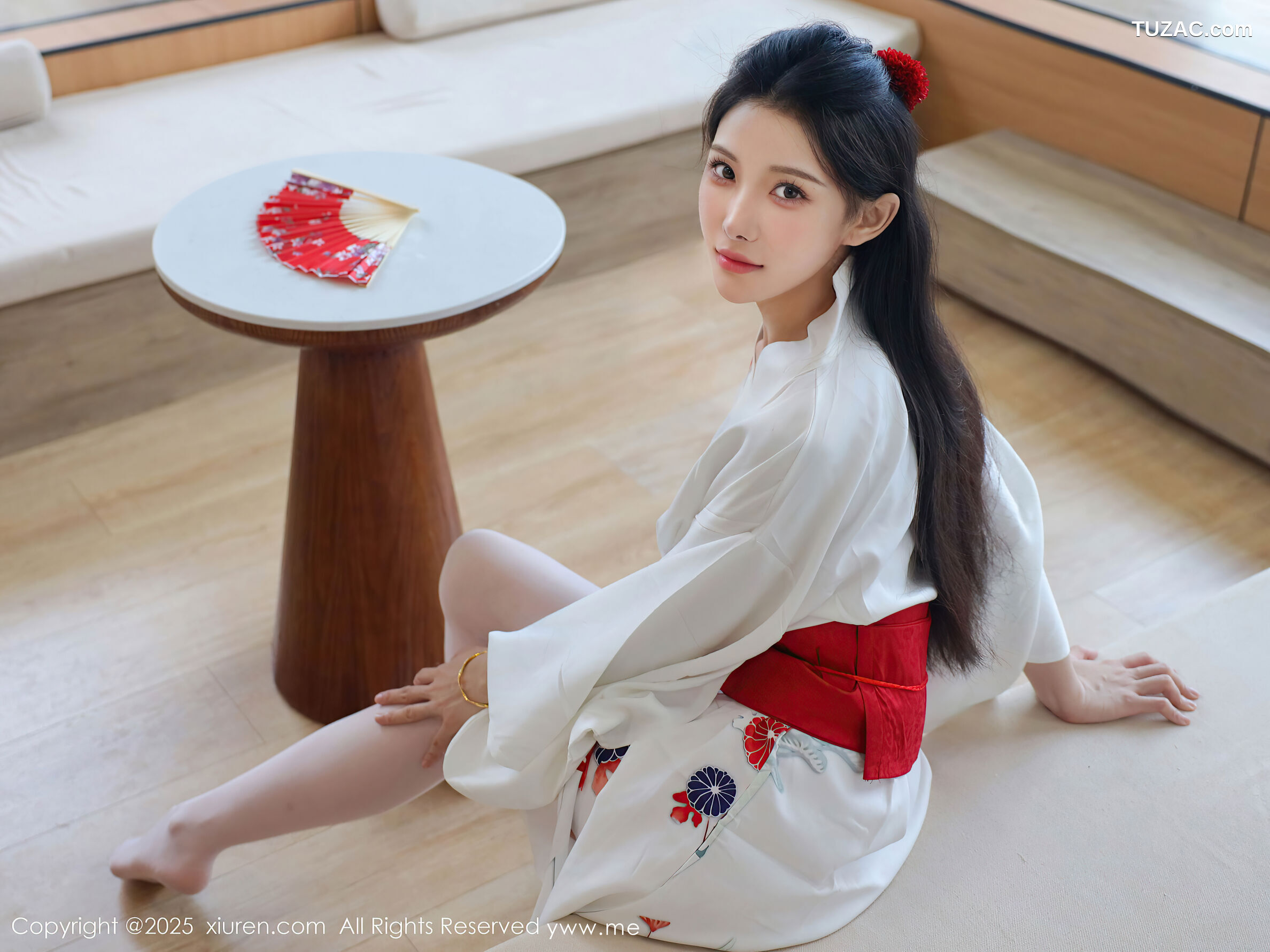 XiuRen秀人网-10767-梨霜儿-白色日式和服粉色蕾丝内衣-2025.09.15