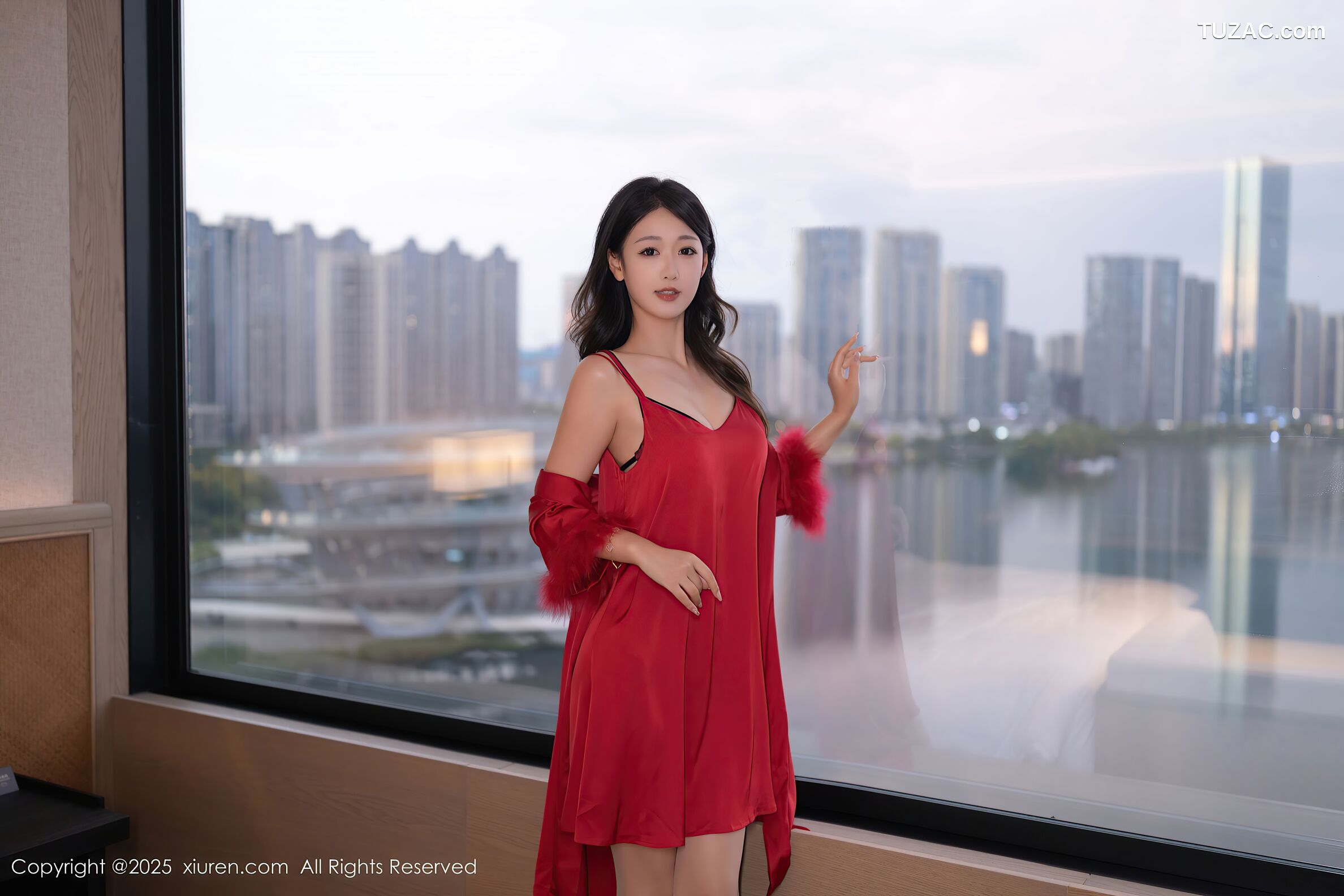 XiuRen秀人网-10768-唐安琪-红色睡衣肉色丝袜-2025.09.15
