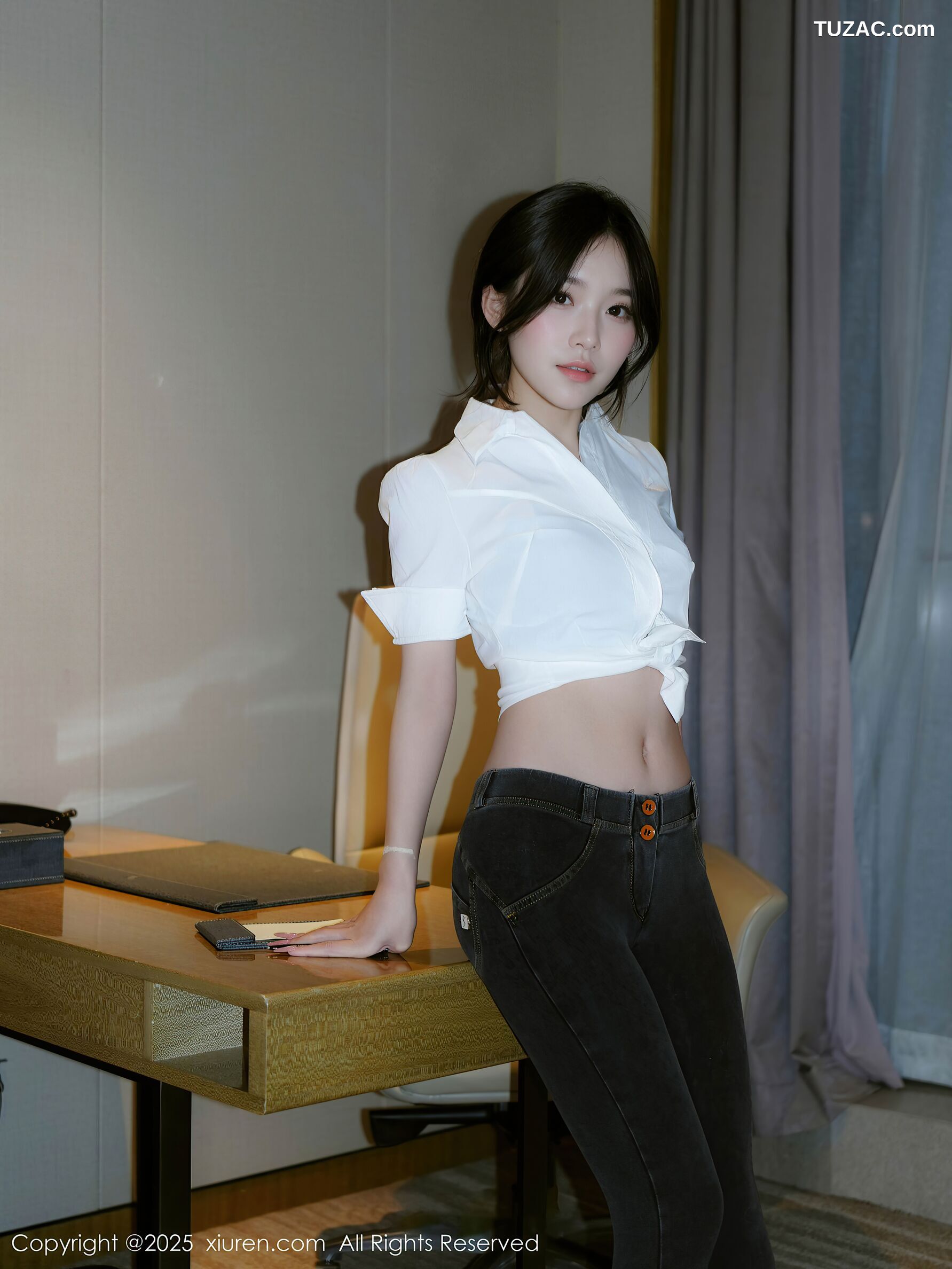 XiuRen秀人网-10785-汁汁-OL白衬衫牛仔裤蓝色内衣-2025.09.19