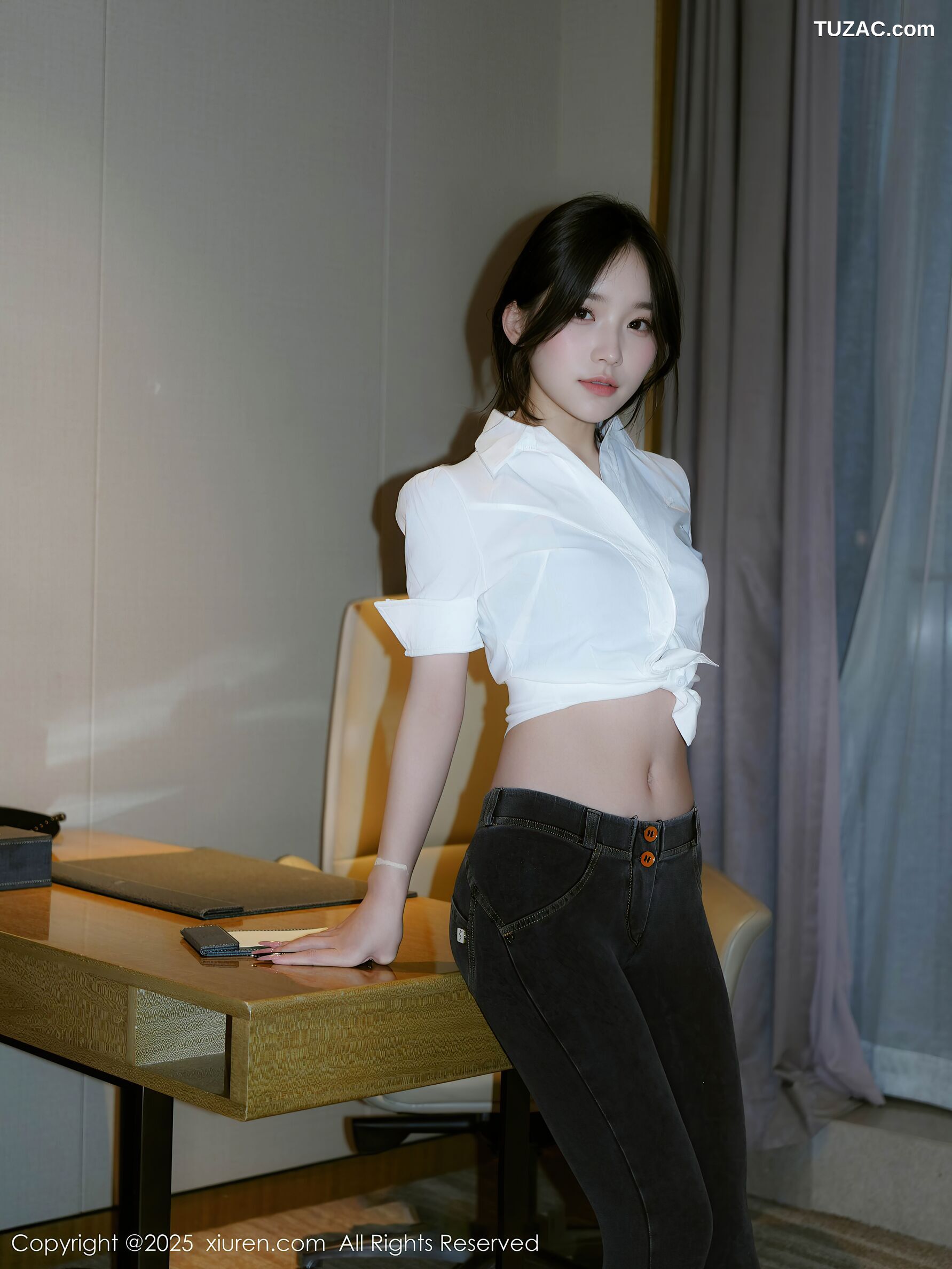 XiuRen秀人网-10785-汁汁-OL白衬衫牛仔裤蓝色内衣-2025.09.19