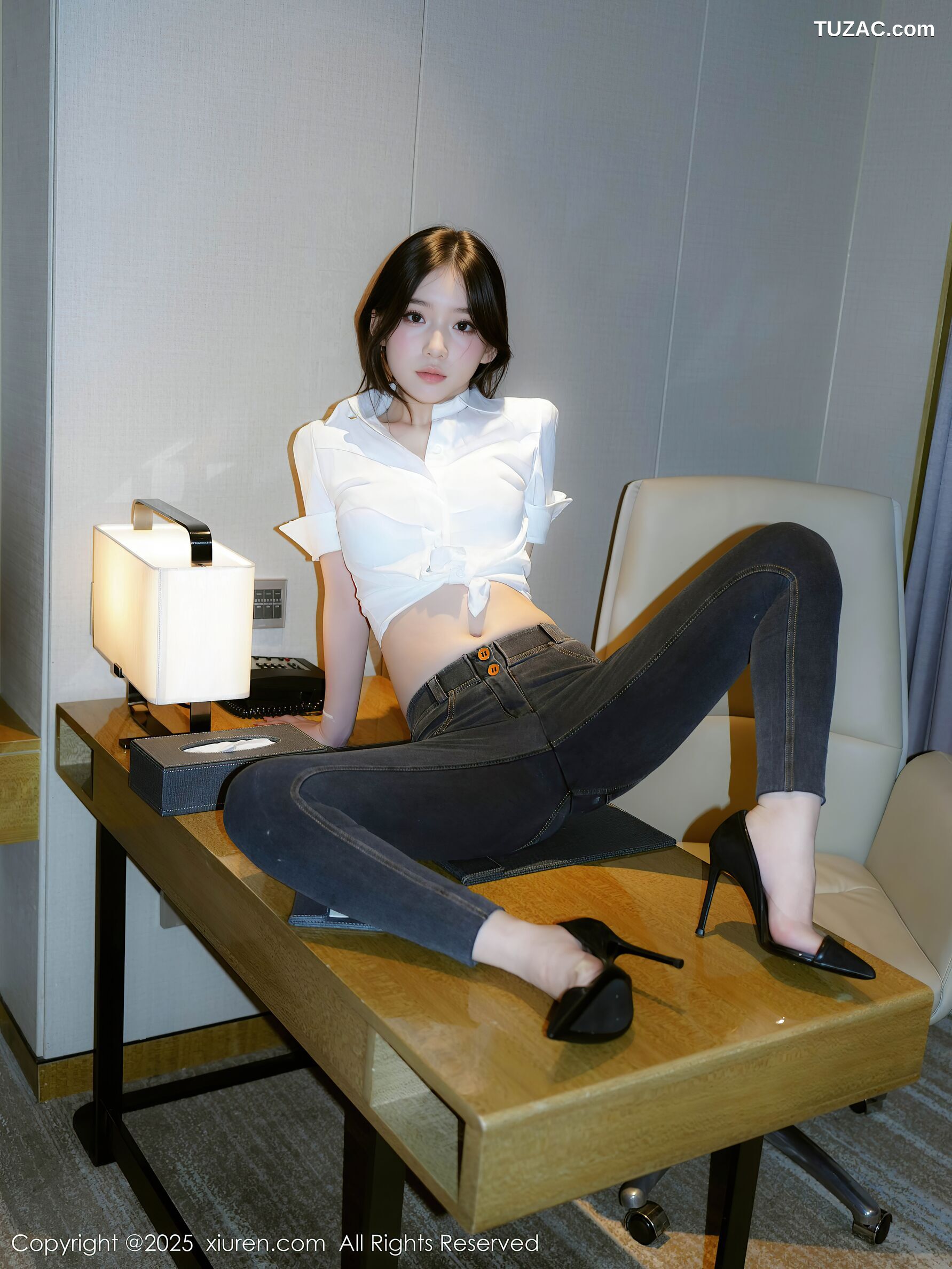 XiuRen秀人网-10785-汁汁-OL白衬衫牛仔裤蓝色内衣-2025.09.19