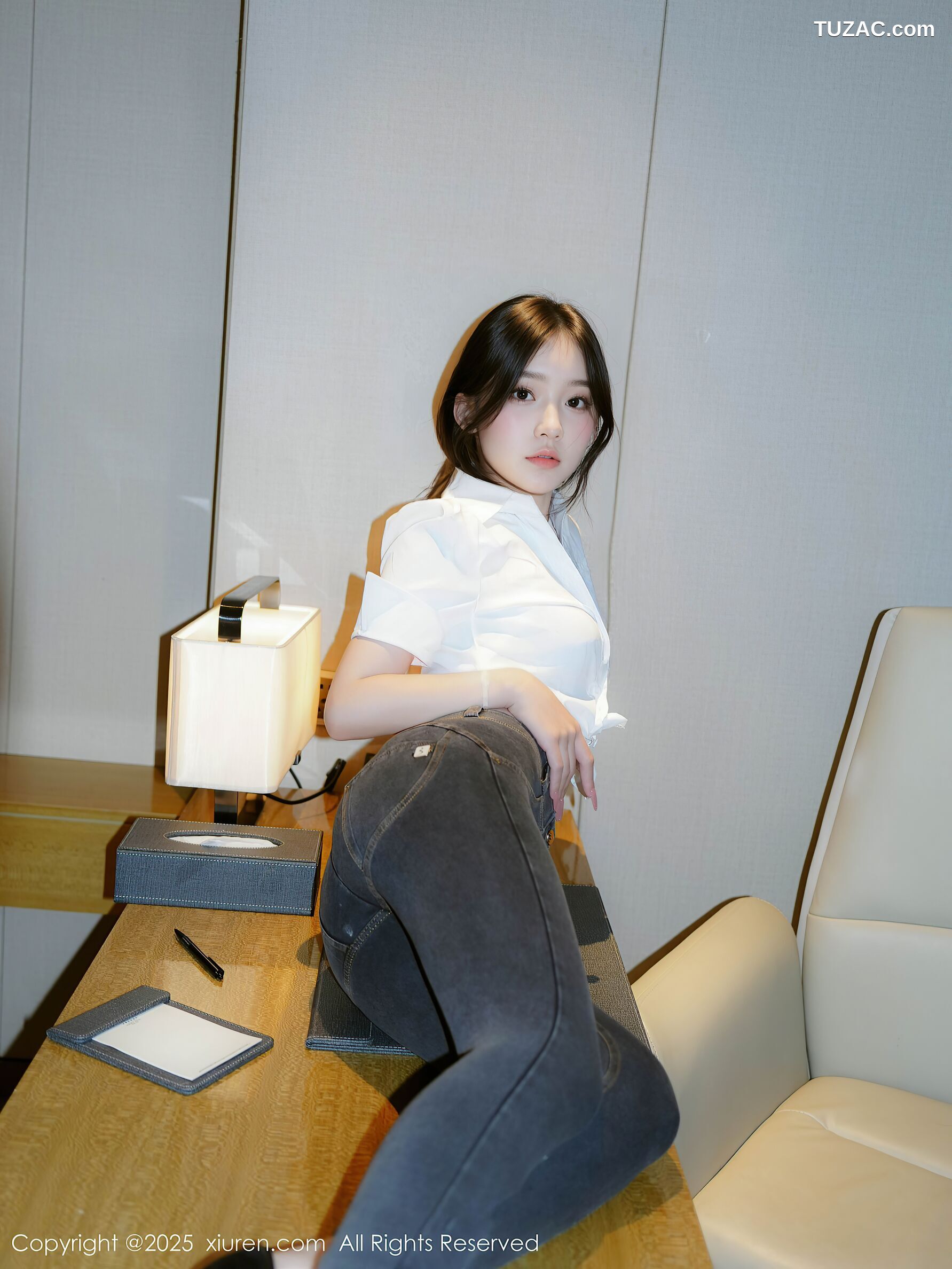 XiuRen秀人网-10785-汁汁-OL白衬衫牛仔裤蓝色内衣-2025.09.19