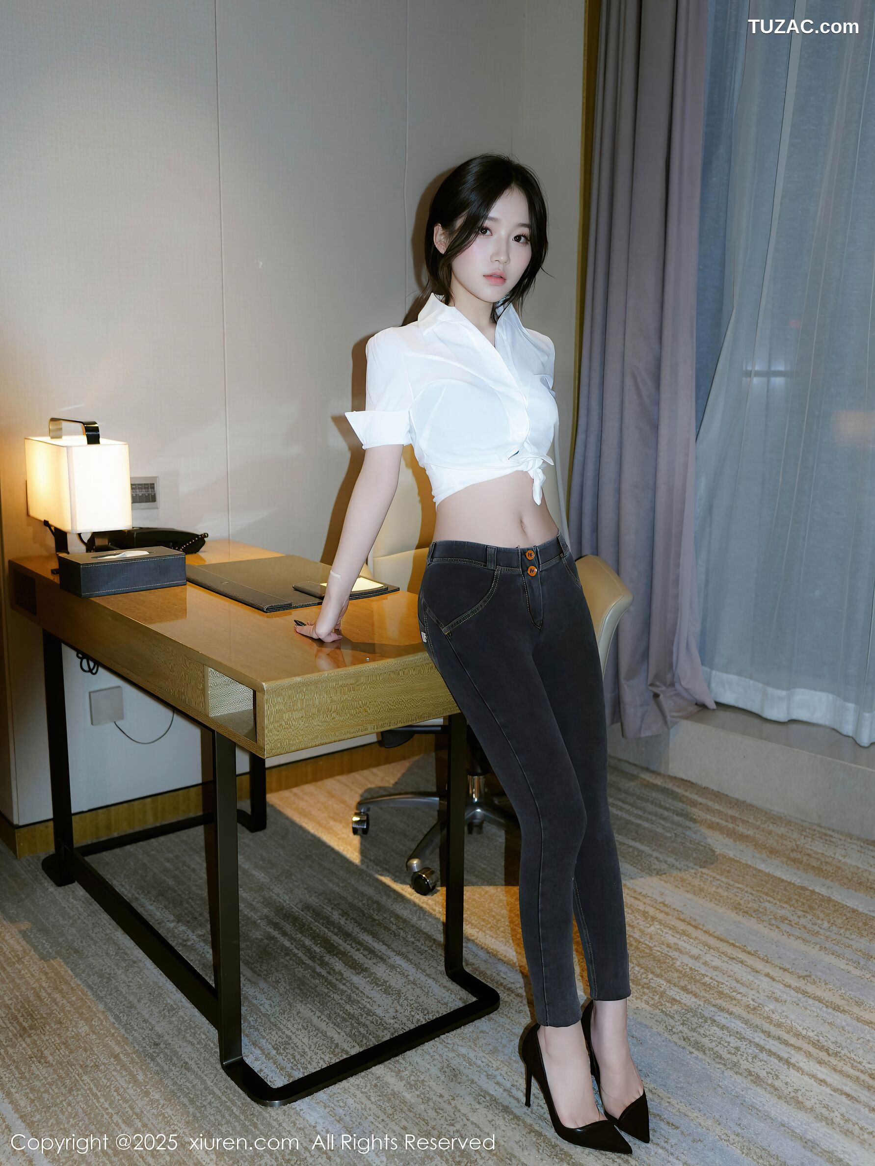 XiuRen秀人网-10785-汁汁-OL白衬衫牛仔裤蓝色内衣-2025.09.19