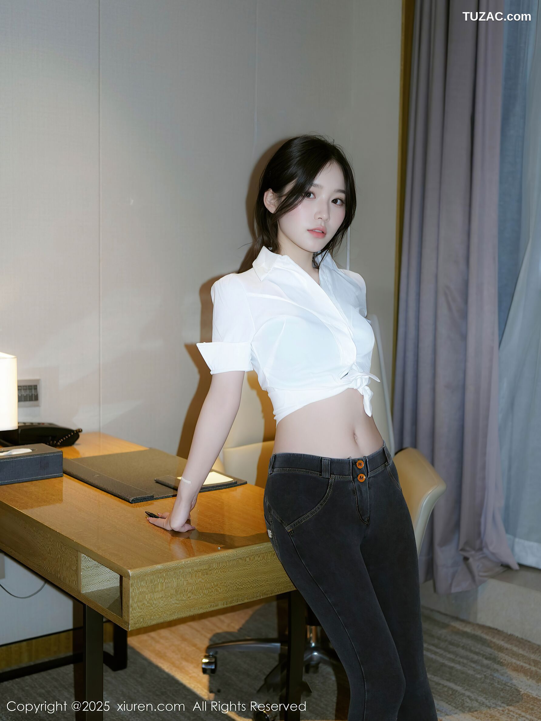 XiuRen秀人网-10785-汁汁-OL白衬衫牛仔裤蓝色内衣-2025.09.19