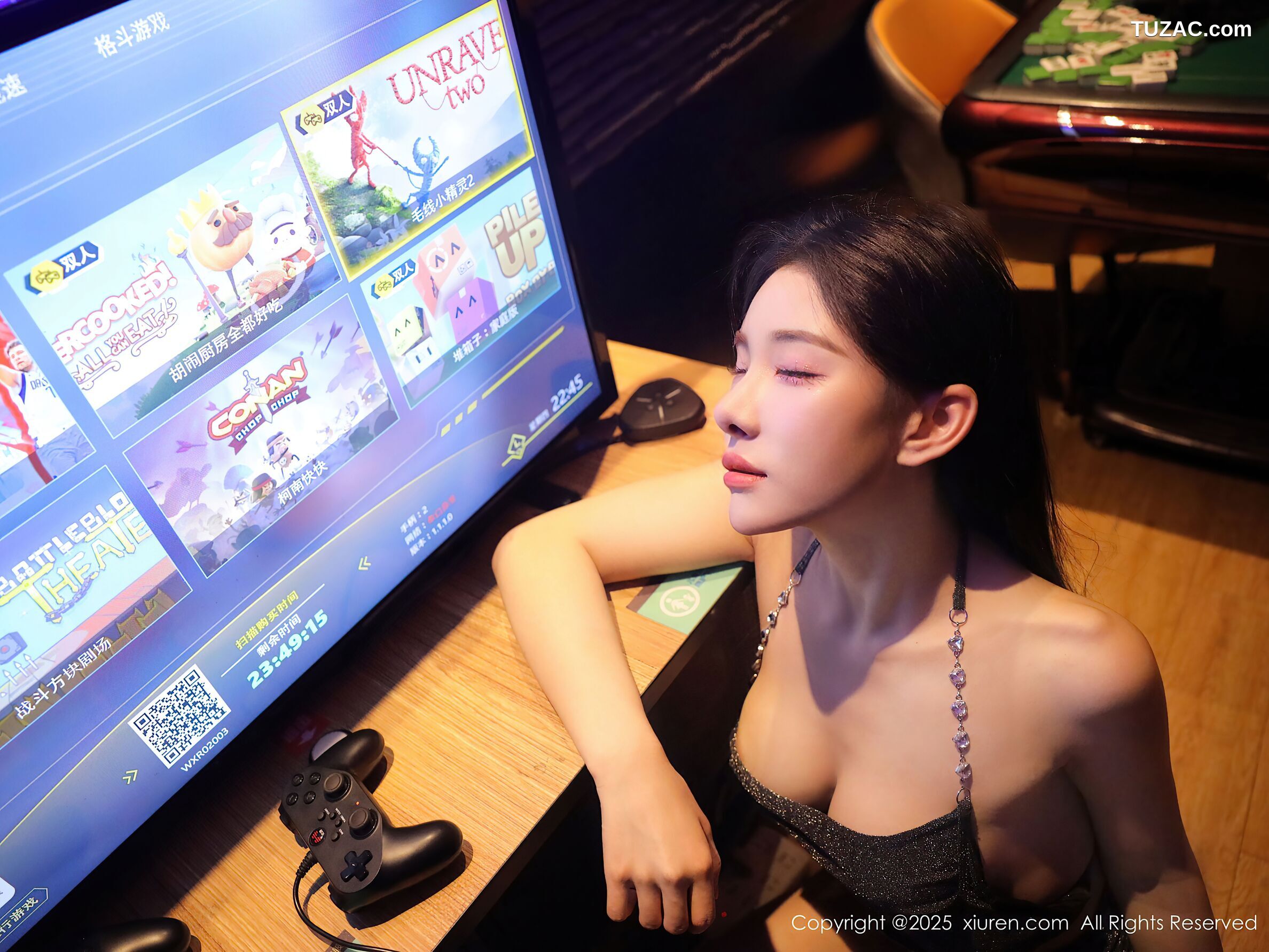 XiuRen秀人网-10794-梨霜儿-电竞少女主题褐色吊带短裙高跟-2025.09.22