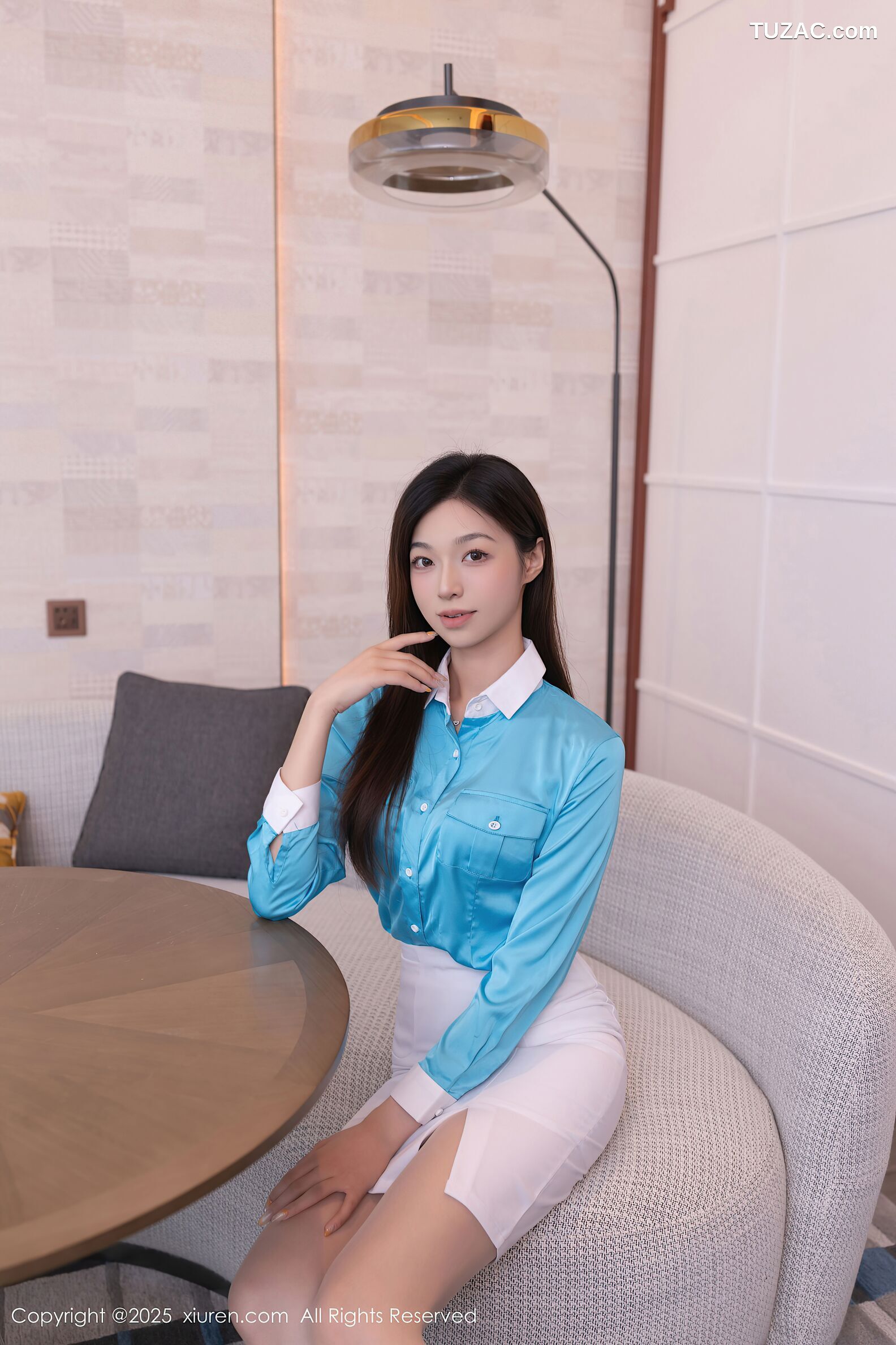 XiuRen秀人网-10816-kiki柚柚-空姐制服蓝衬衫白短裙-2025.09.28