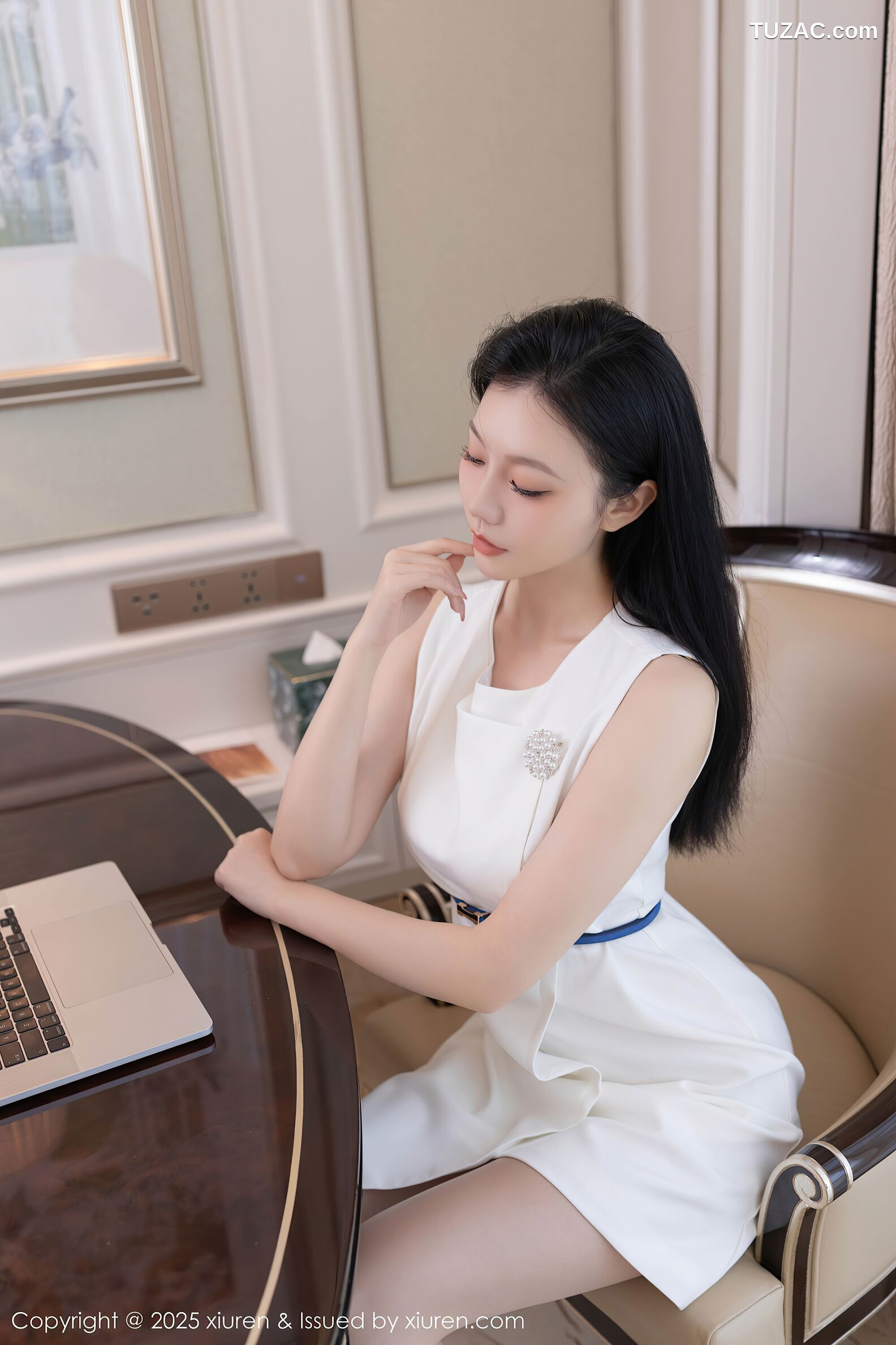 XiuRen秀人网-10829-安然anran-白色连夜短裙灰蓝内衣-2025.09.29