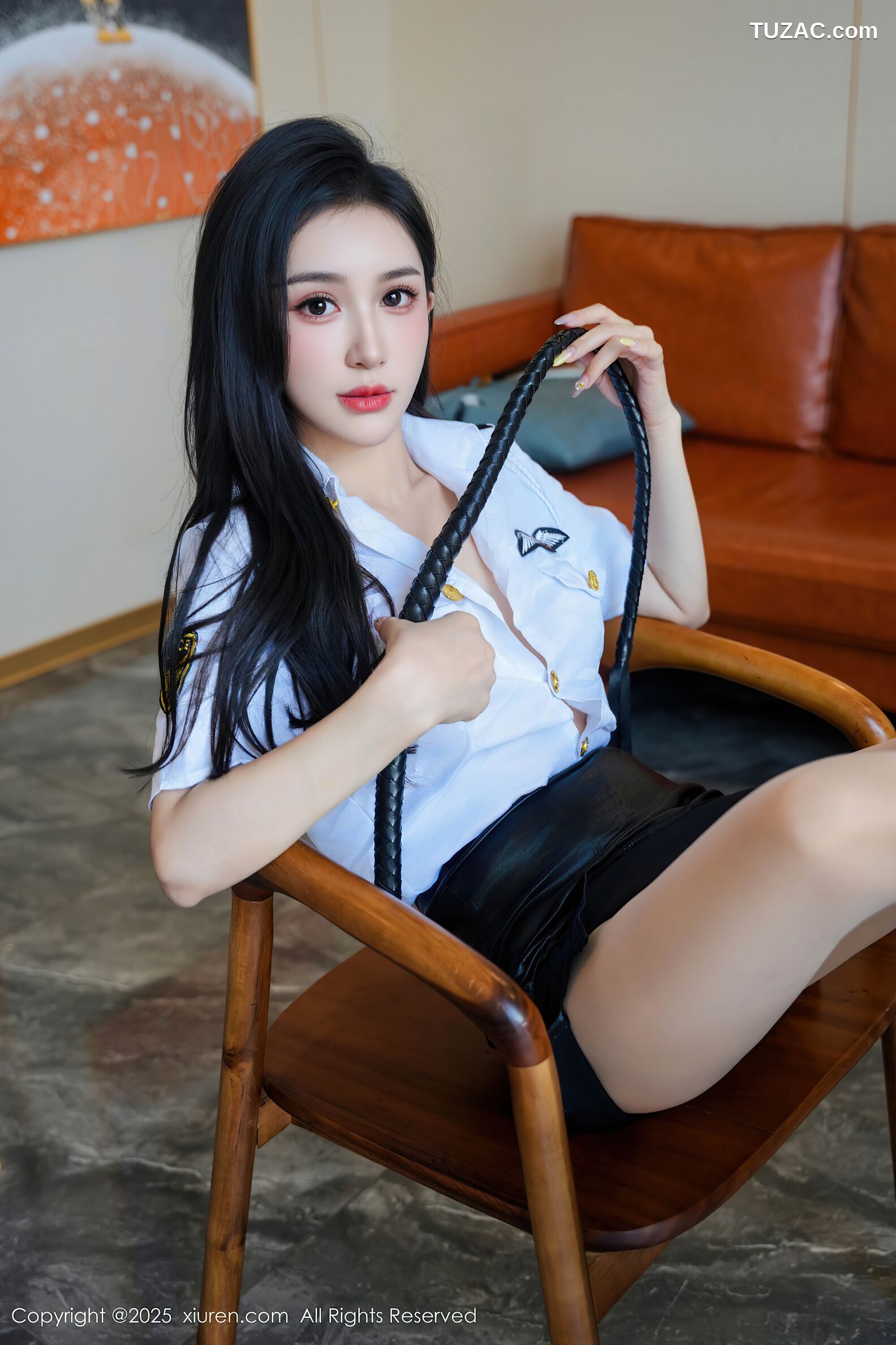 XiuRen秀人网-10832-小阿娇Gill-情趣女警制服诱惑白衬衫黑皮短裙肉丝-2025.09.30