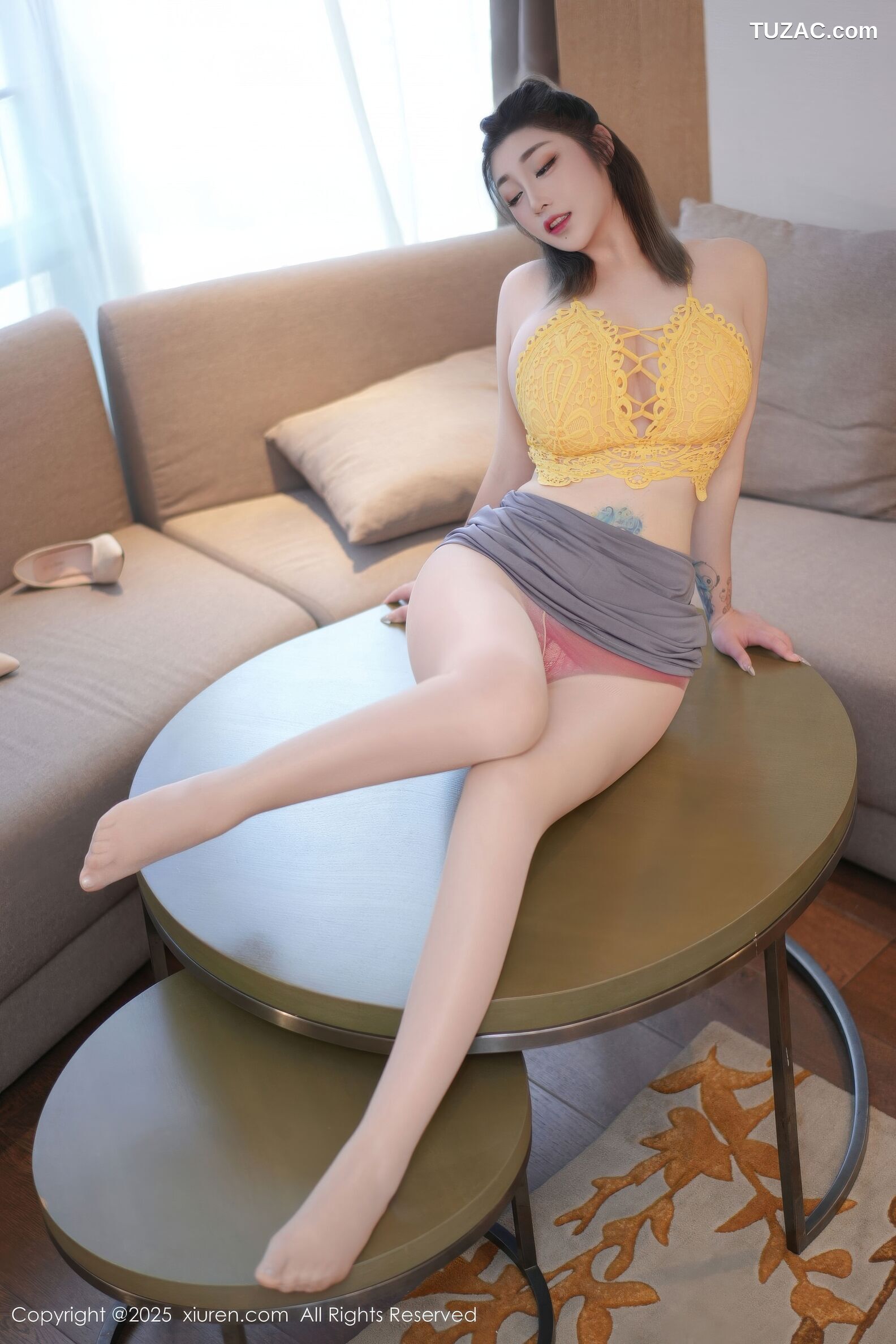 XiuRen秀人网-10855-妲己Toxic-黄色内衣红蕾丝内裤-2025.10.11