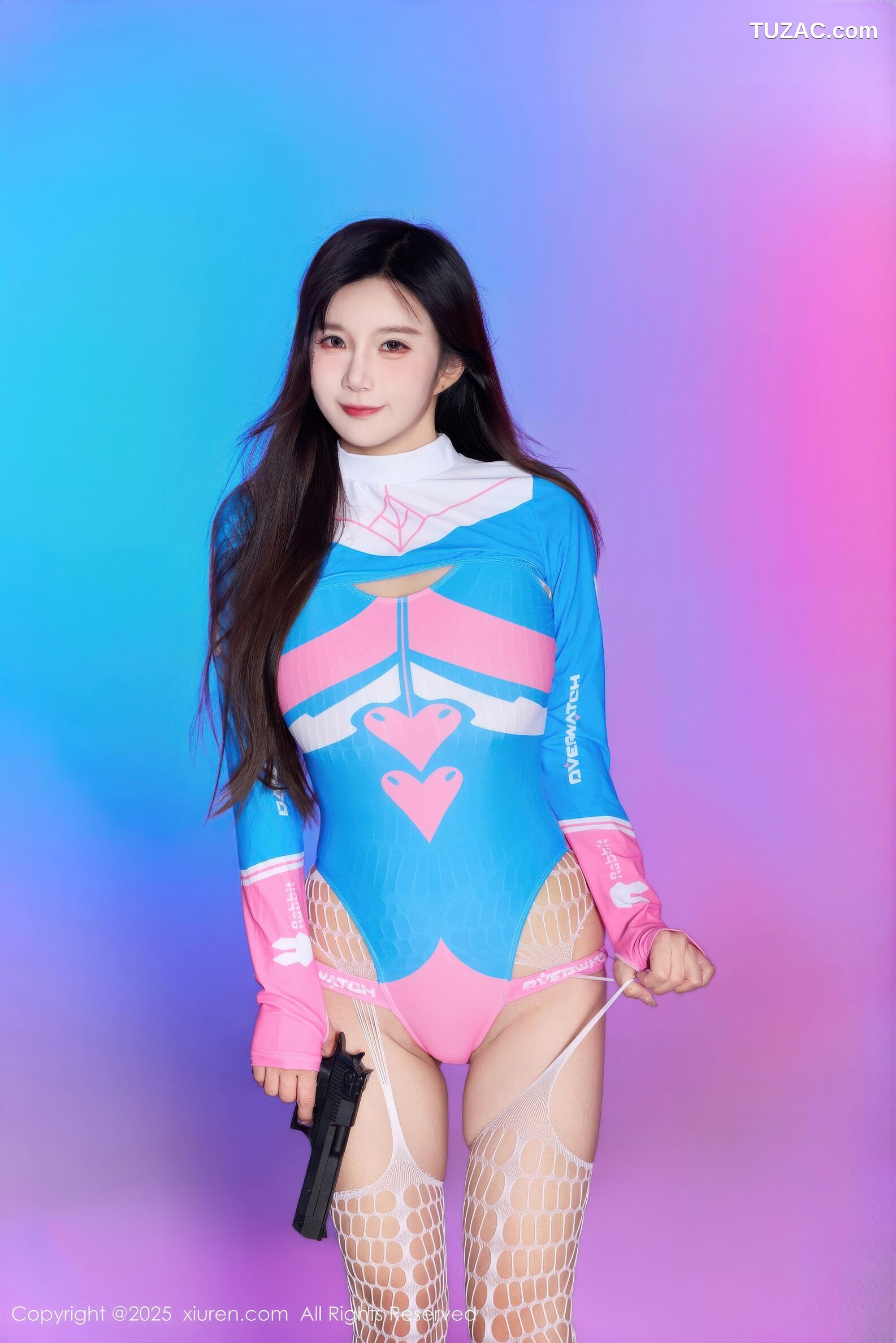 XiuRen秀人网-10886-小肉肉咪-蓝衣Cos女枪手白色网袜-2025.10.17